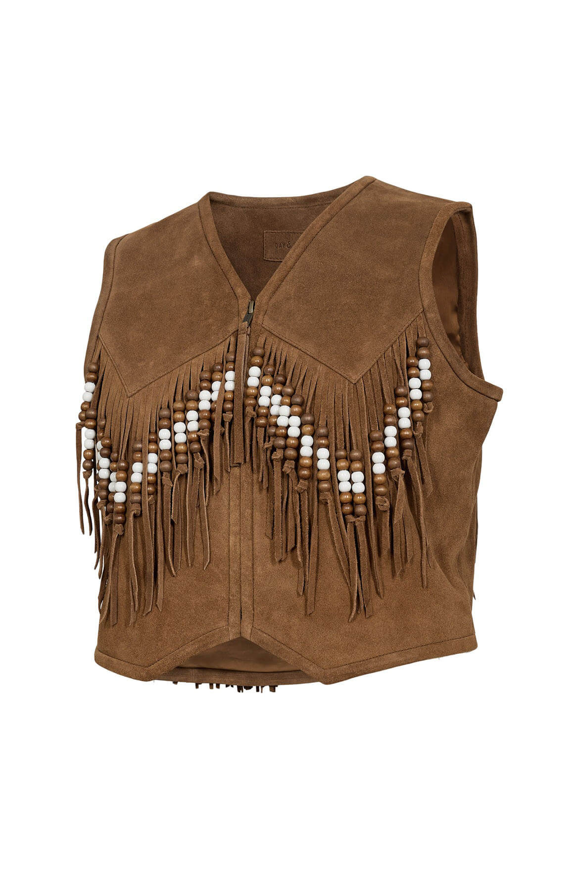 Day and Mood DayFilja pearl fringe vest in saddle