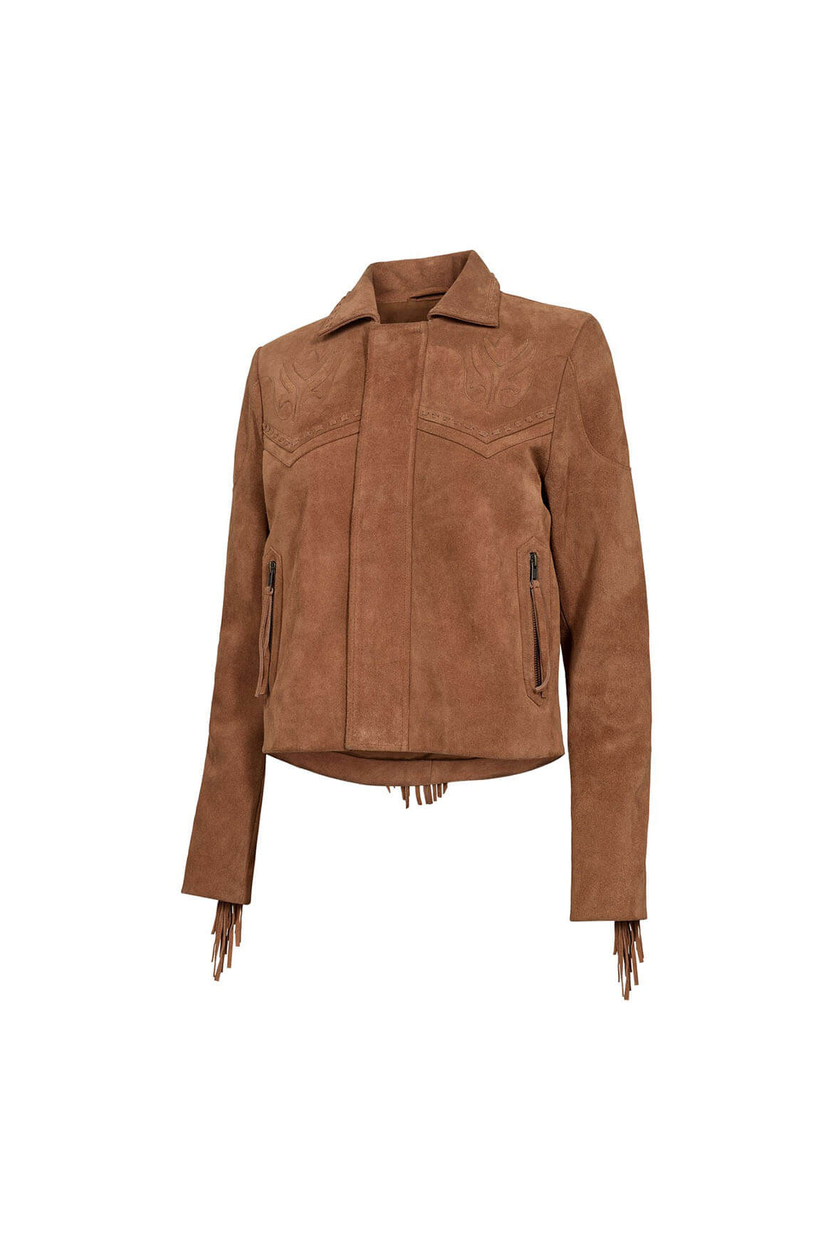 DayFregie Fringe jacket in saddle