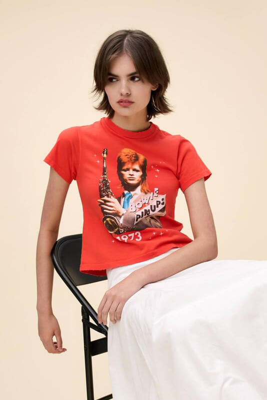 Daydreamer Tees David Bowie pinups tee in radiant watermelon