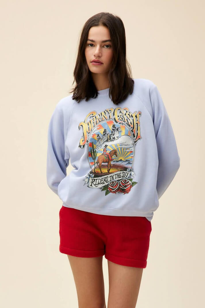 Daydreamer Johnny Cash ghose riders sweatshirt in lavender sky