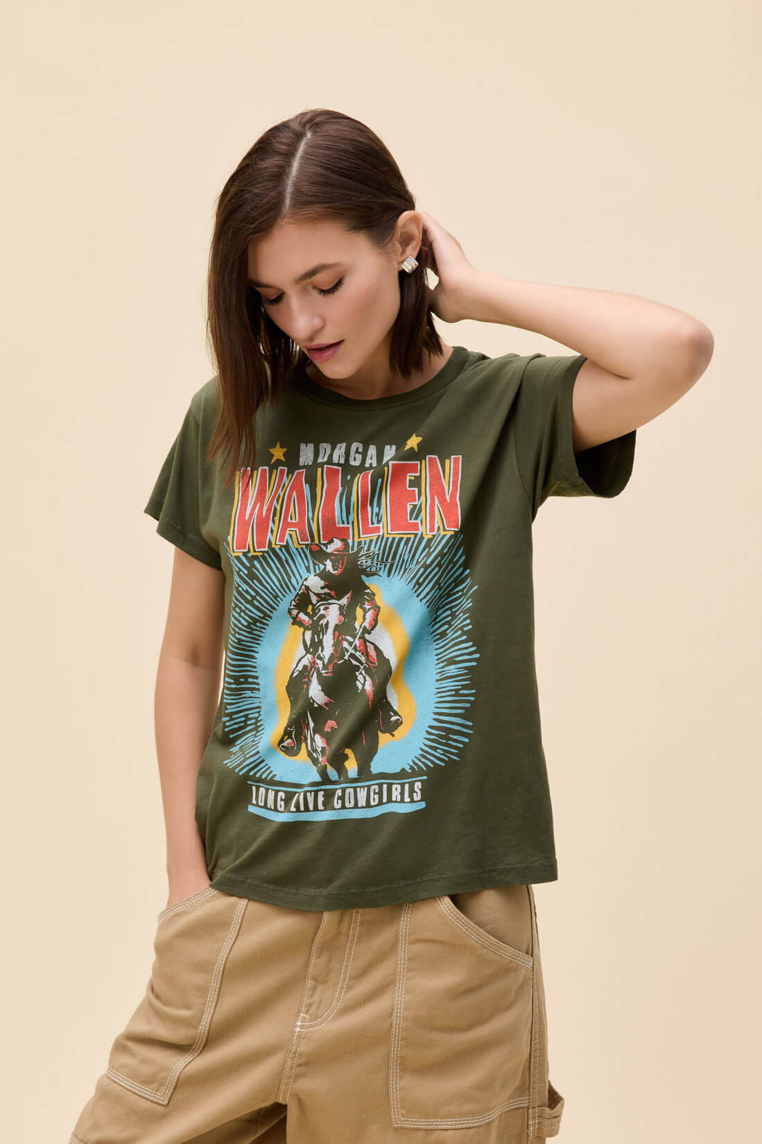 Daydreamer Morgan Wallen Long Live Cowgirls in military green