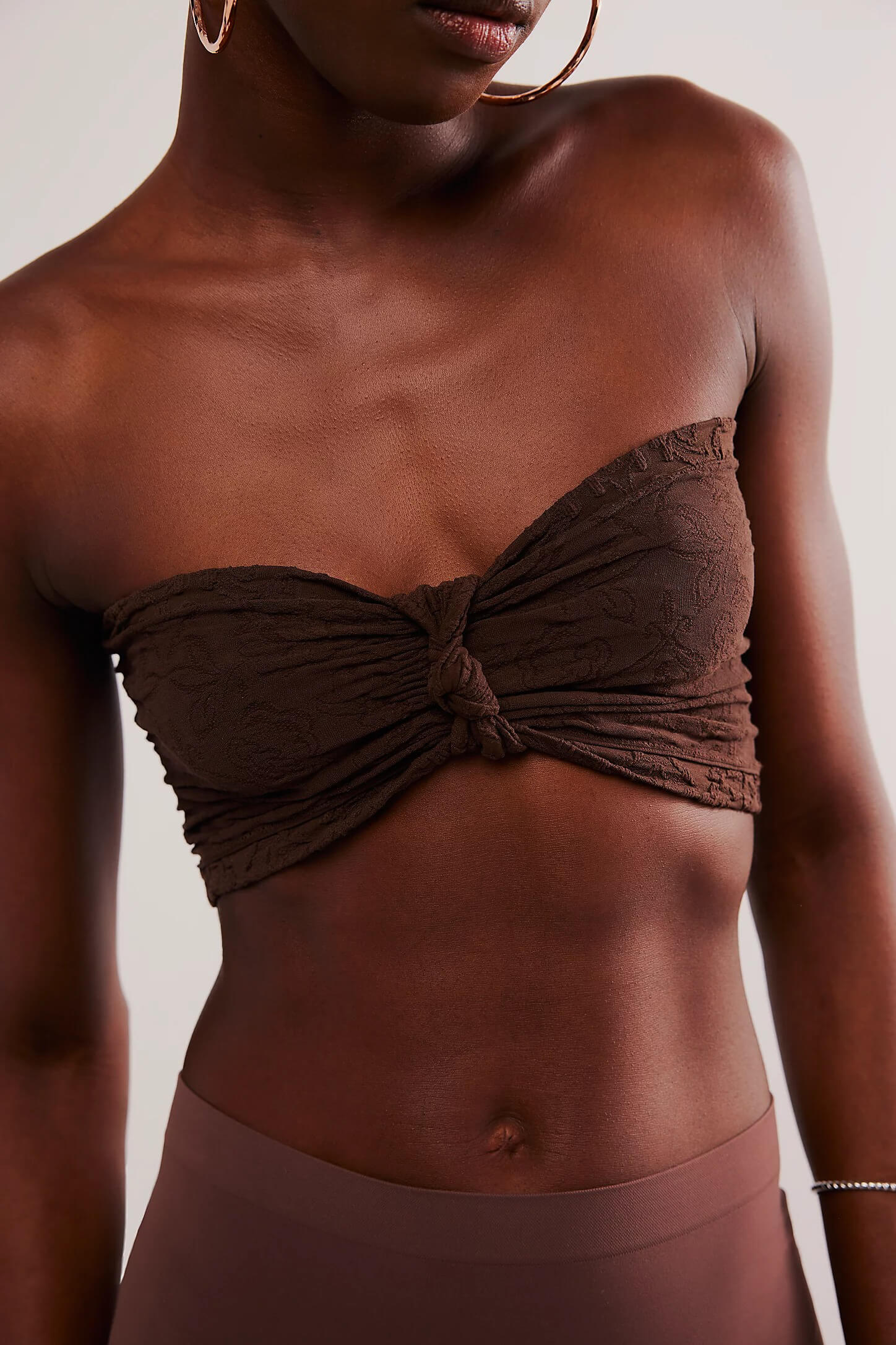 Free People floral frills knotted bandeau in hot fudge