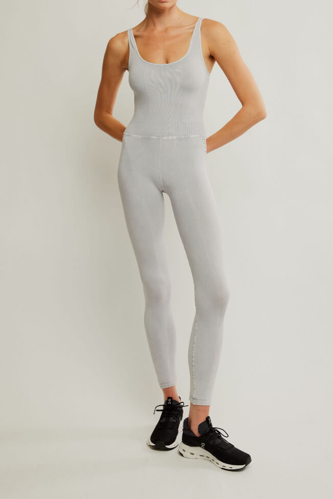 Free People good karma one piece in v light grey