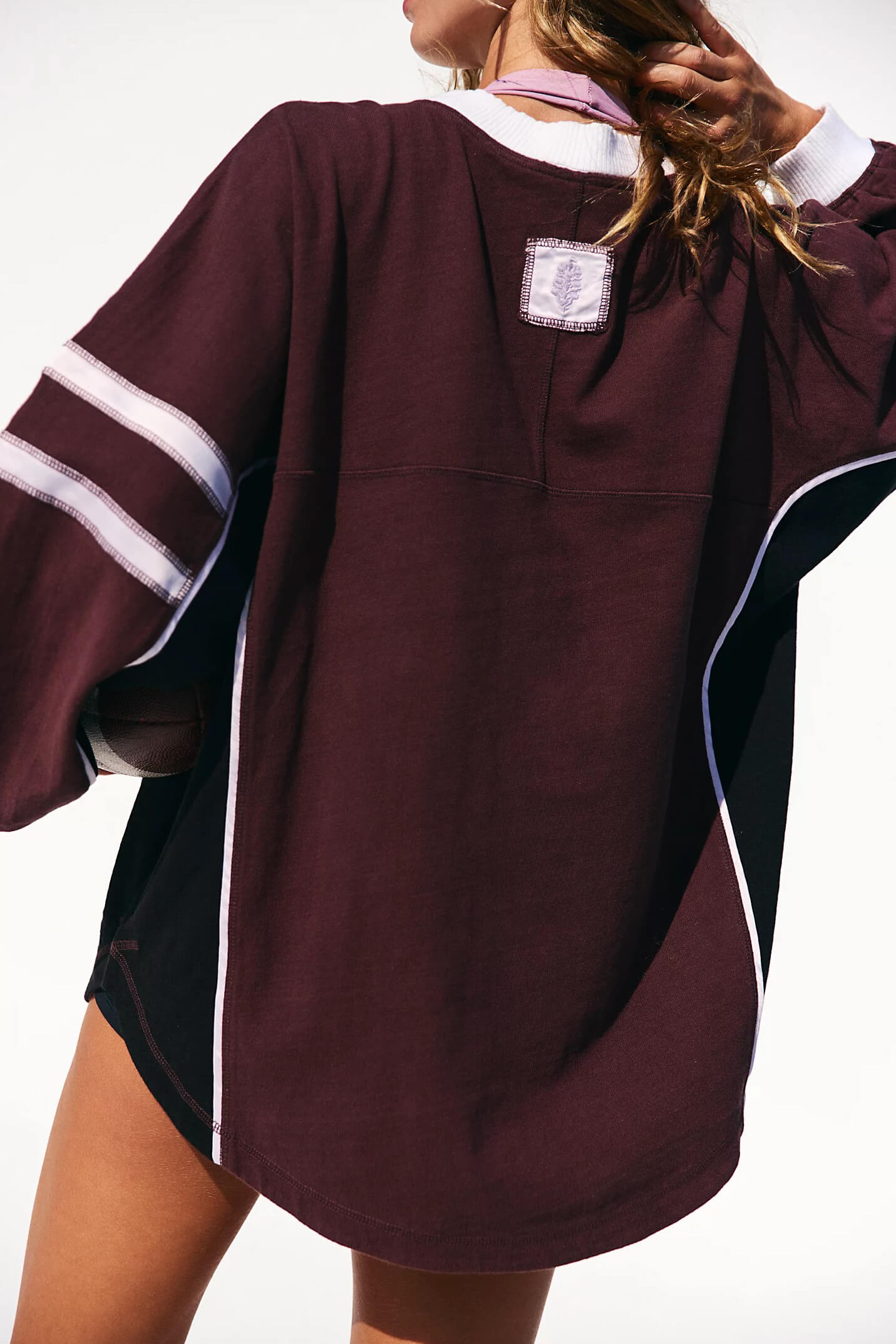 Free People rugby ready pullover in dark espresso combo