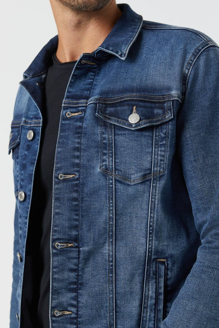 Frank denim jacket in dark foggy feather blue