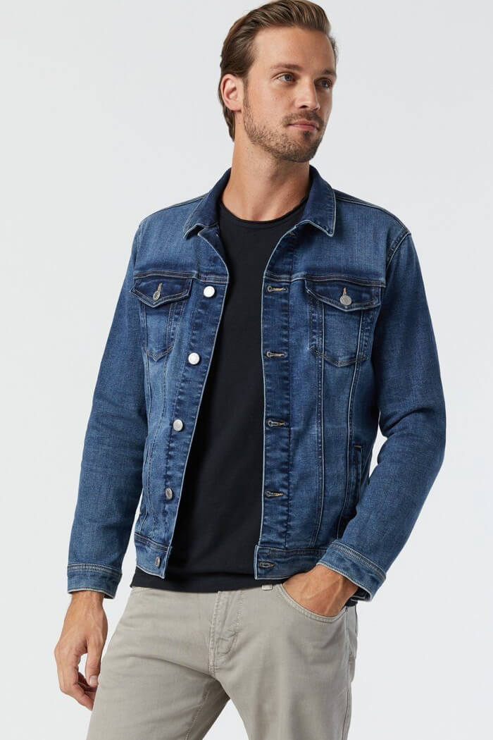 Frank denim jacket in dark foggy feather blue