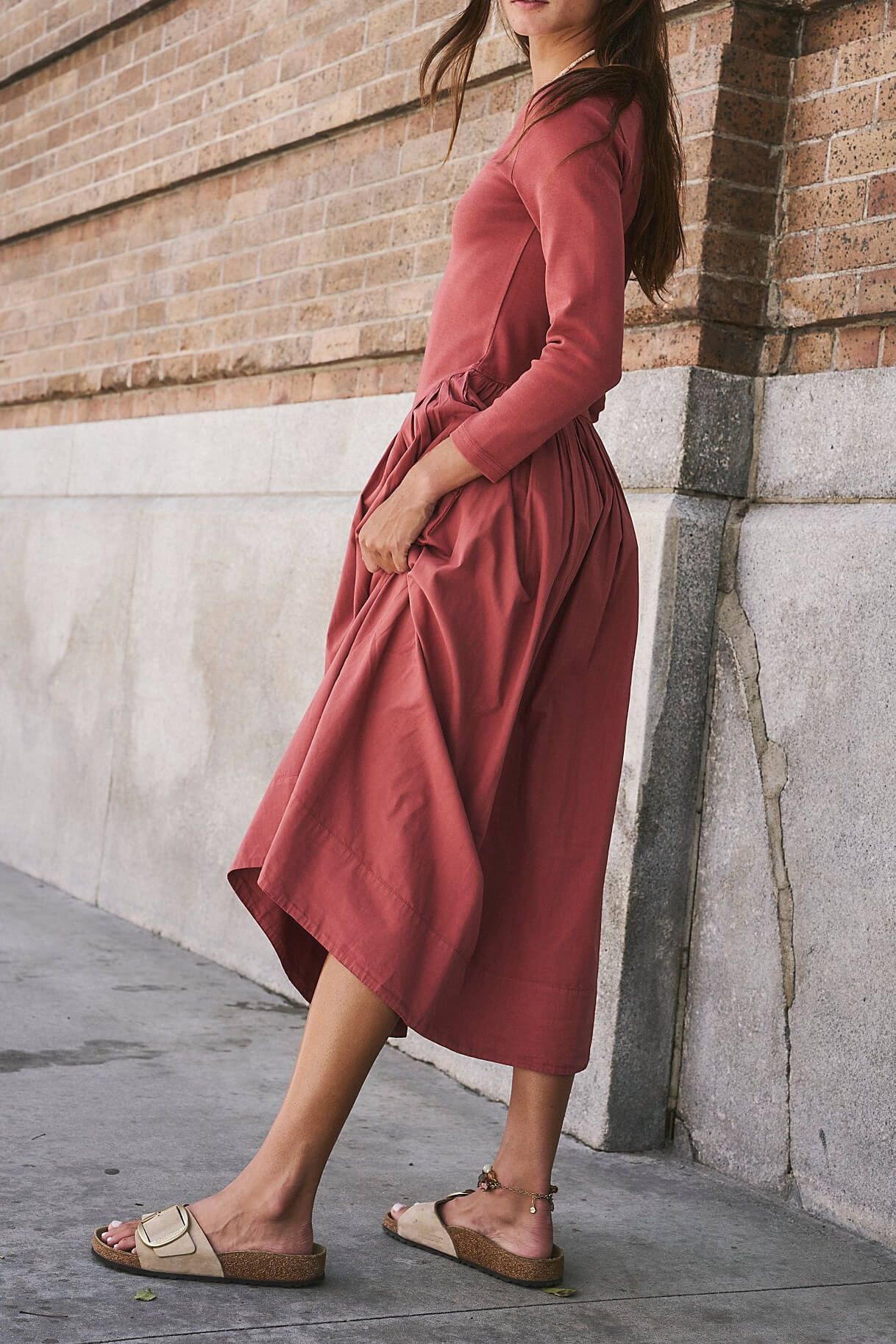 Free People Aelia Midi Dress in mahogany