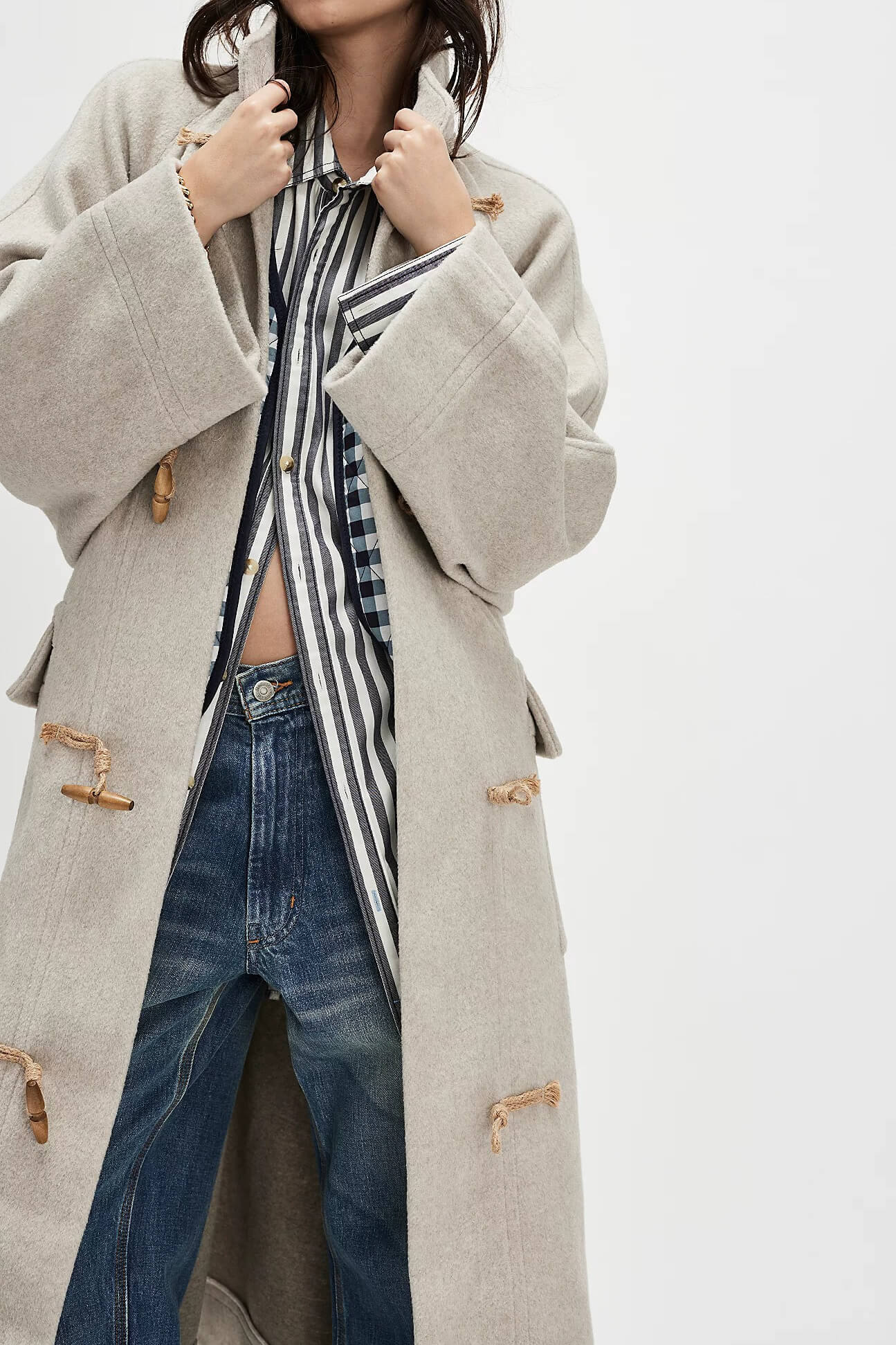 Free People alma duffle coat in heathered coffee