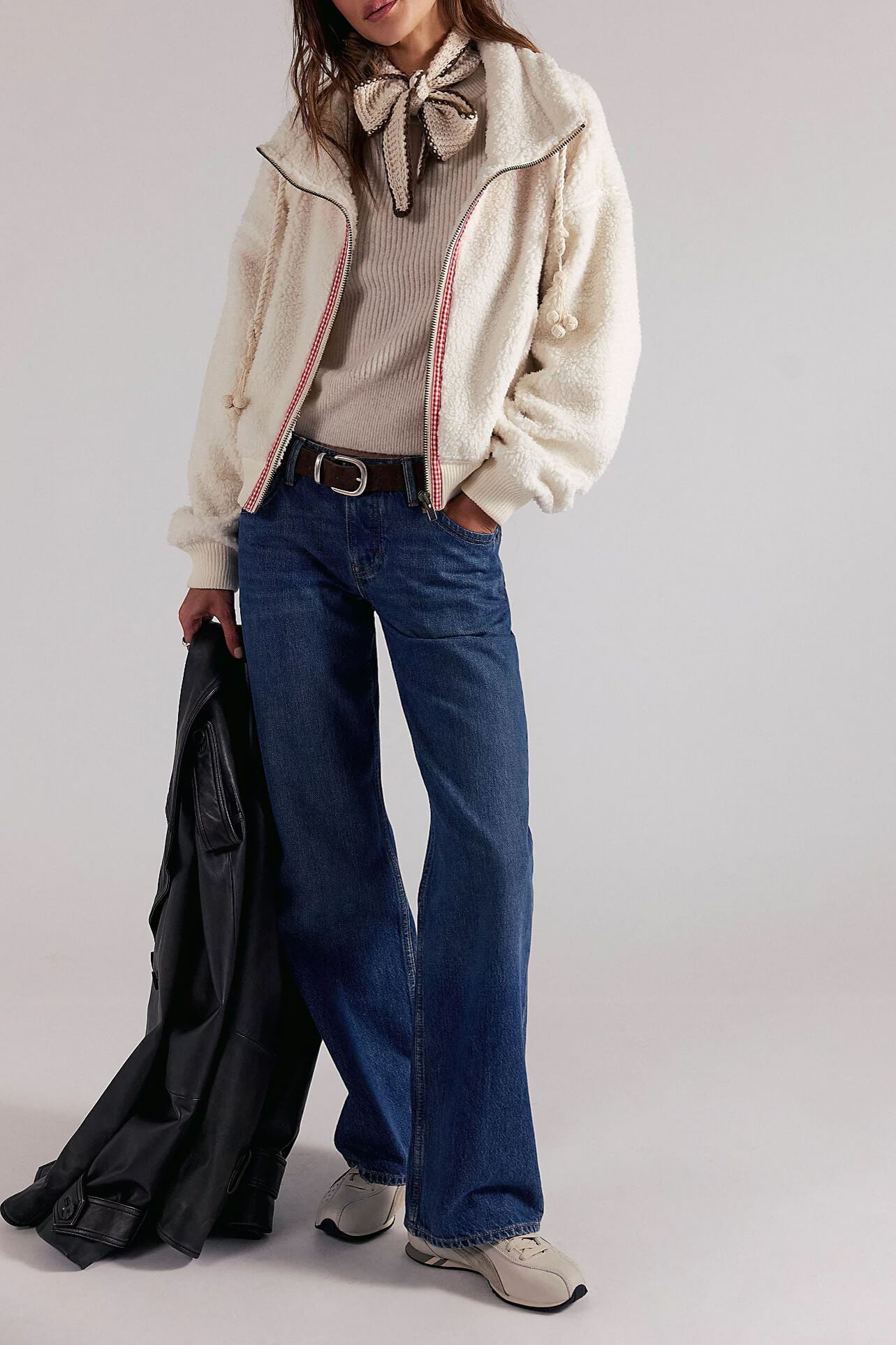 Free People Alpine Sherpa Cardi in white