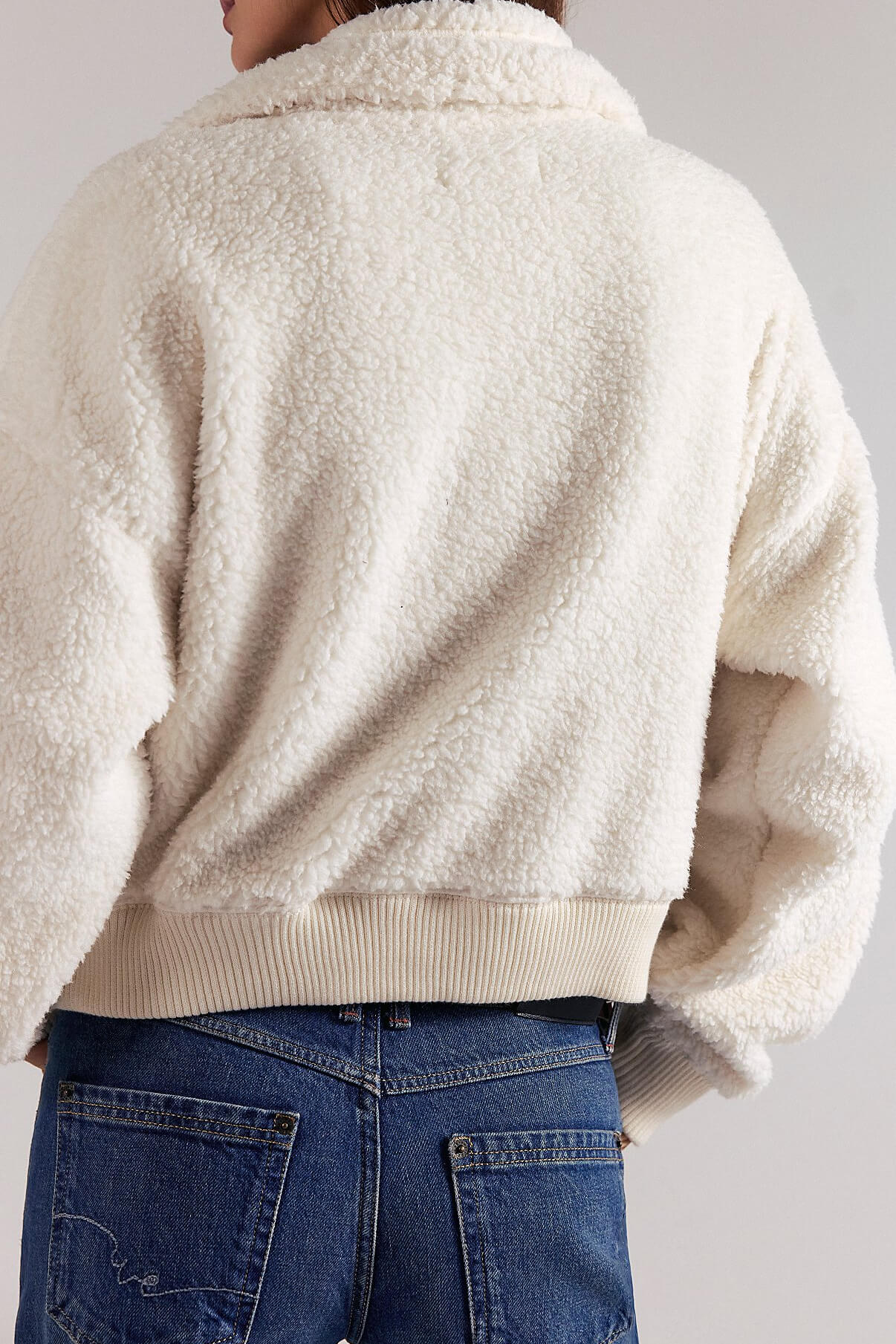 Free People Alpine Sherpa Cardi in white