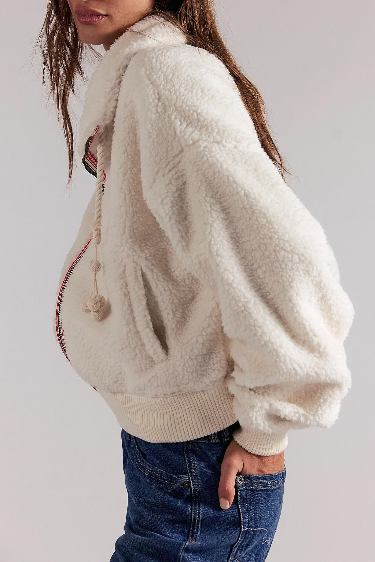 Free People Alpine Sherpa Cardi in white