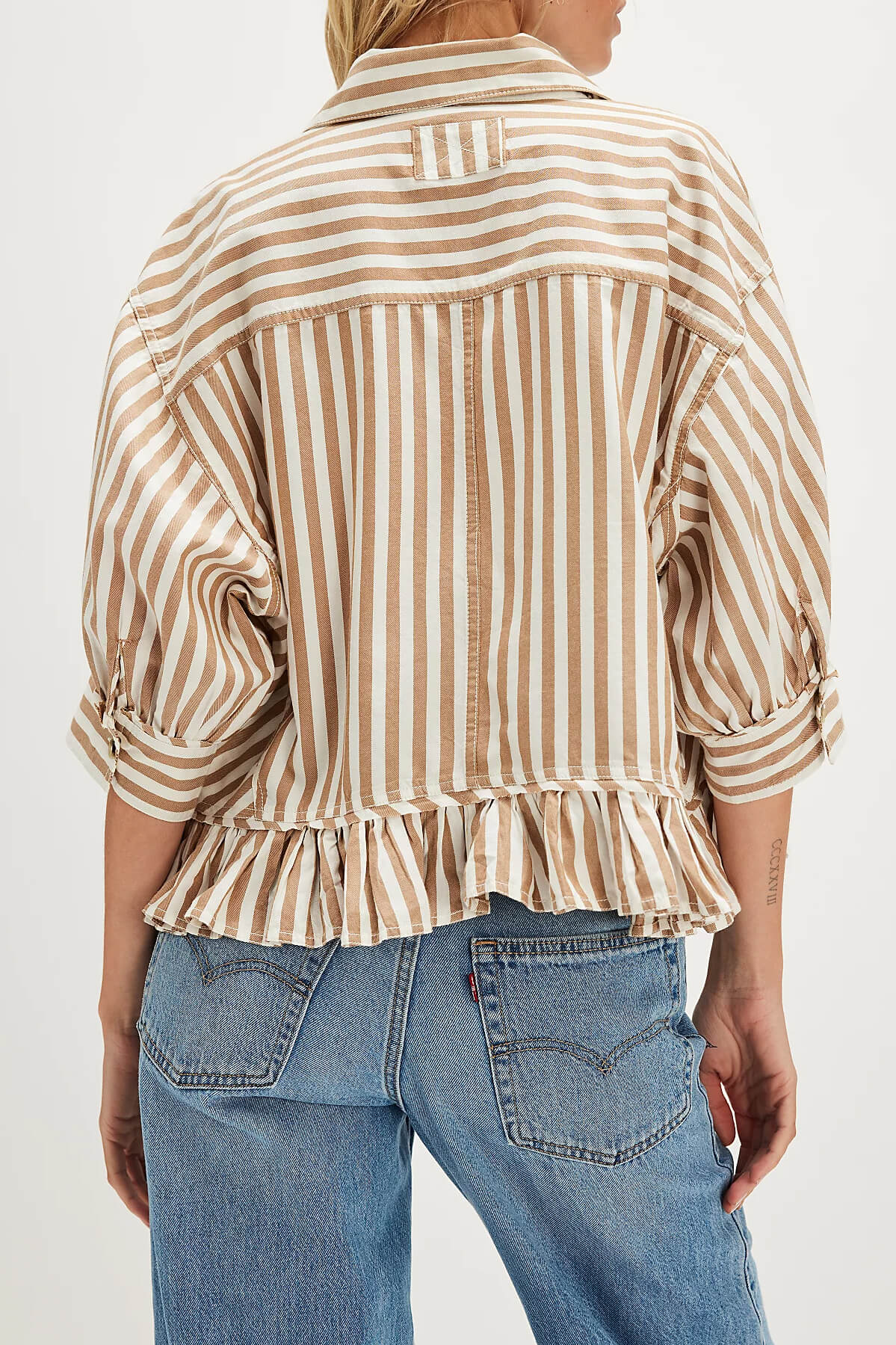 Free People Bailey Stripe Shirt in neutral combo