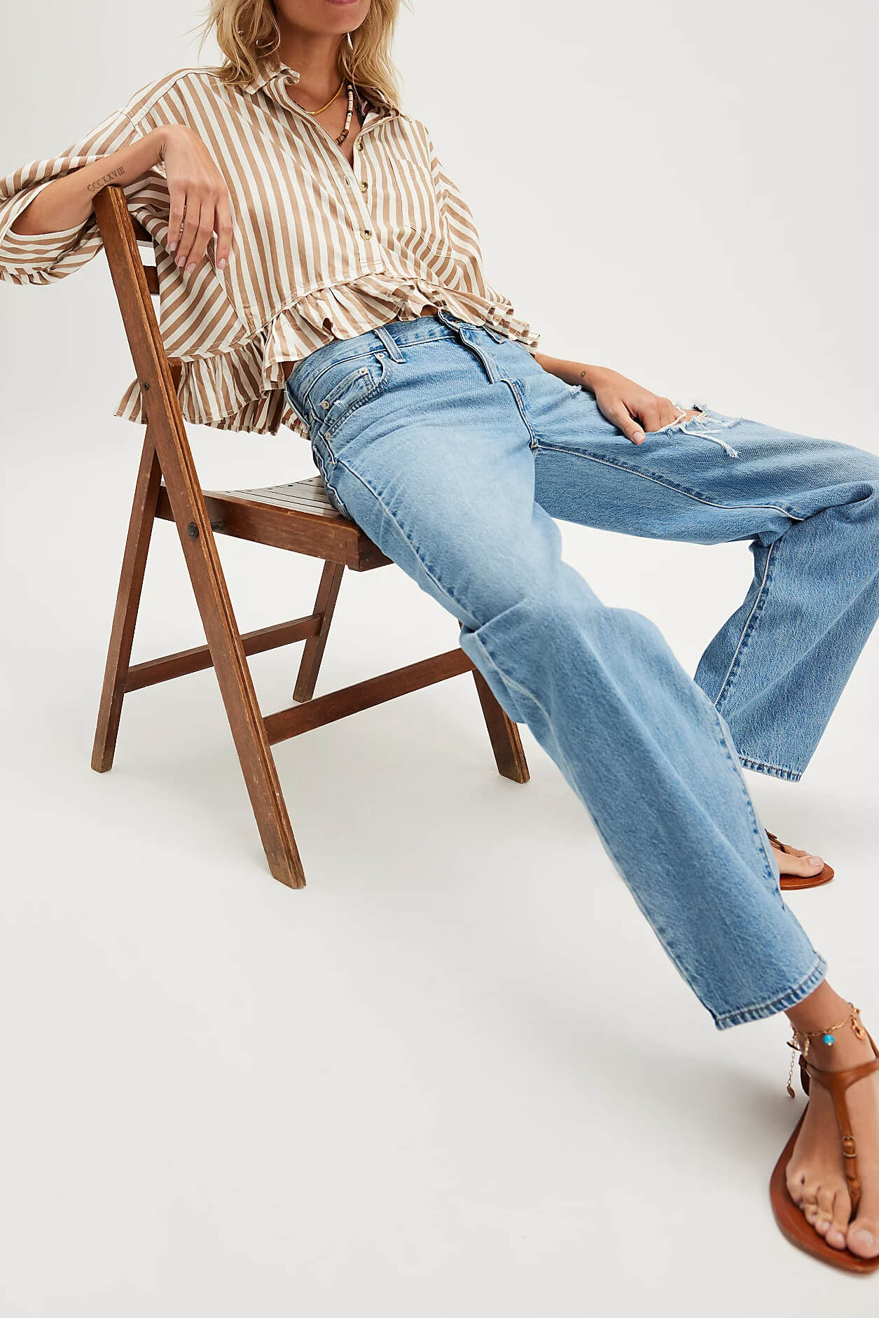 Free People Bailey Stripe Shirt in neutral combo