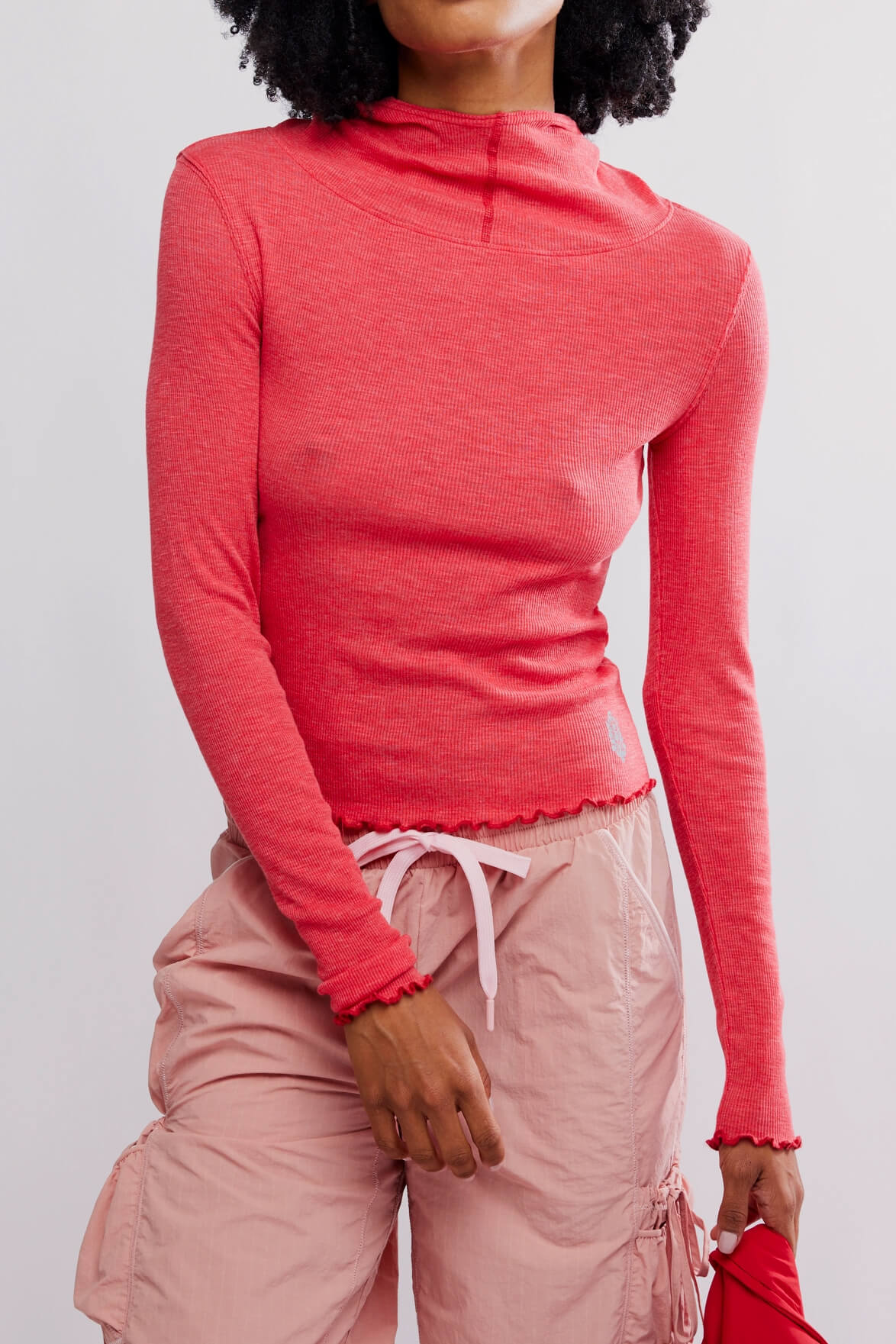 Free People Breathe Easy Long Sleeve in victory red
