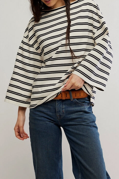 Free People cest la vie tee in black combo