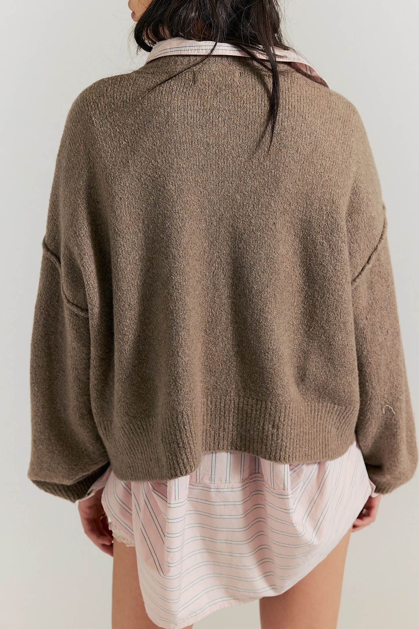 Free People Cool Of The Night Cardigan in mocha melange