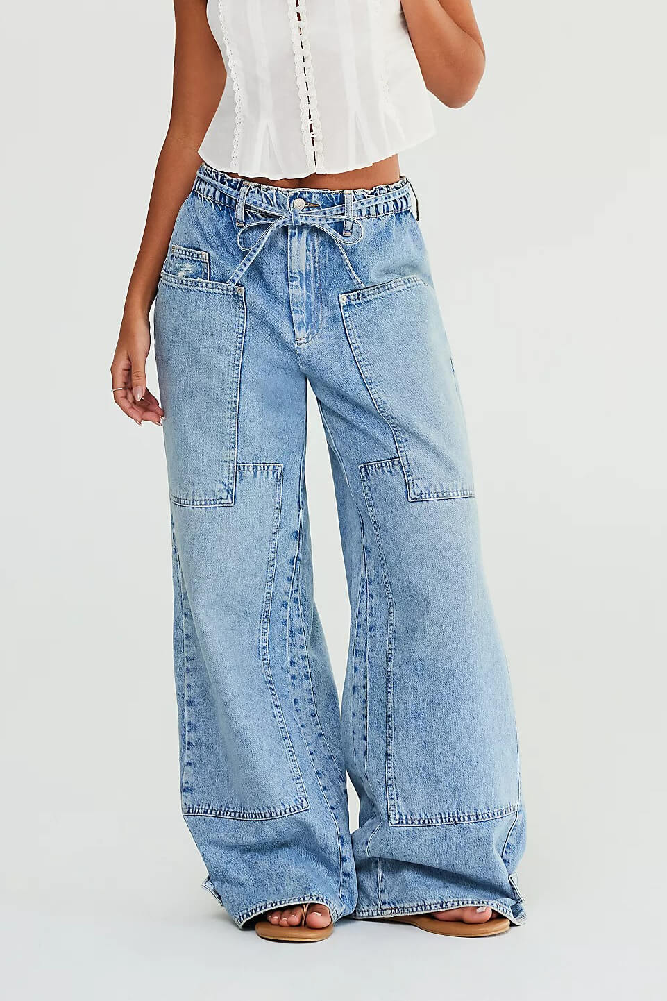 Free People Crvy outlaw wide leg jeans in drizzle