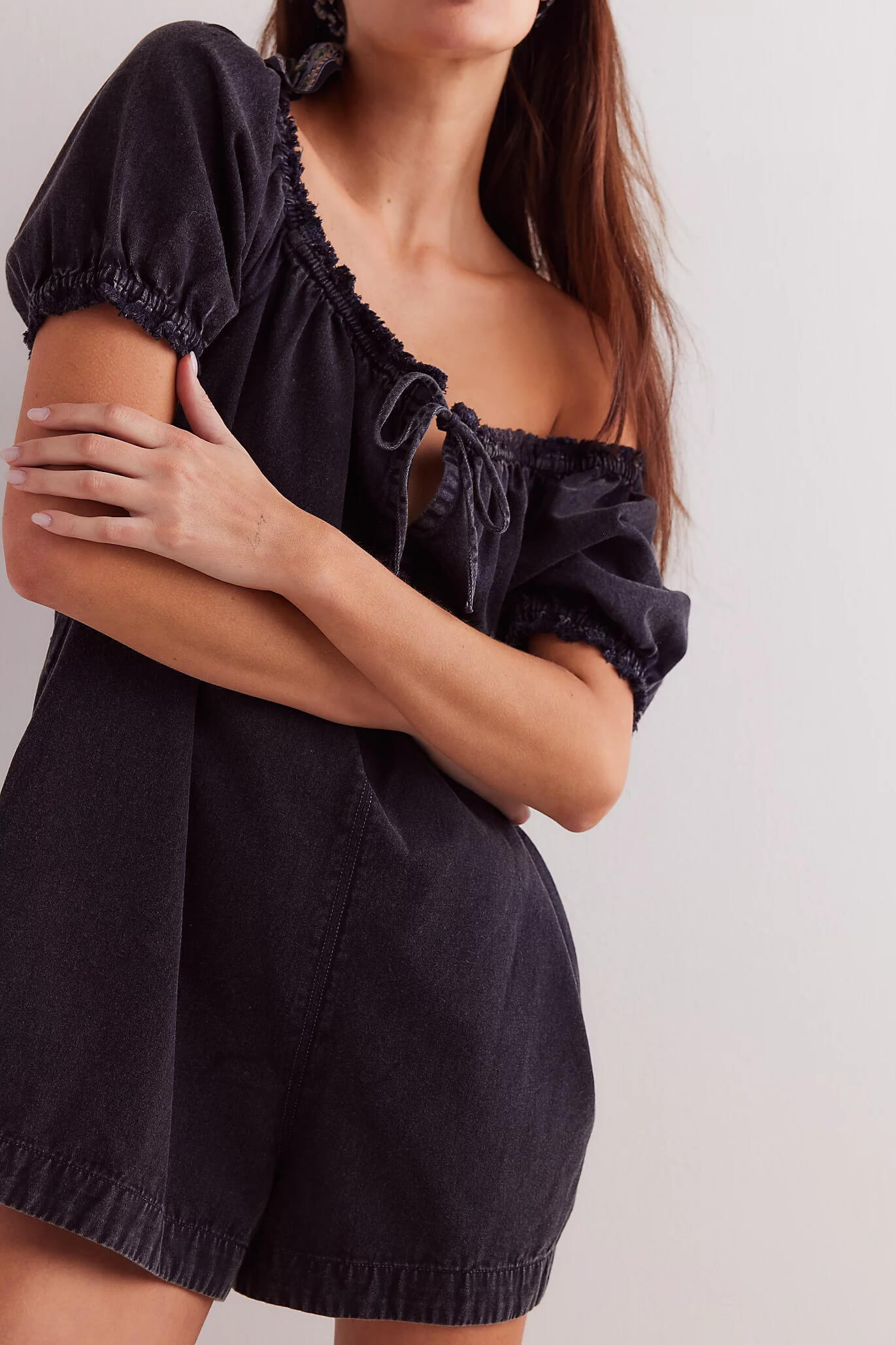 Free People daisy denim babydoll romper