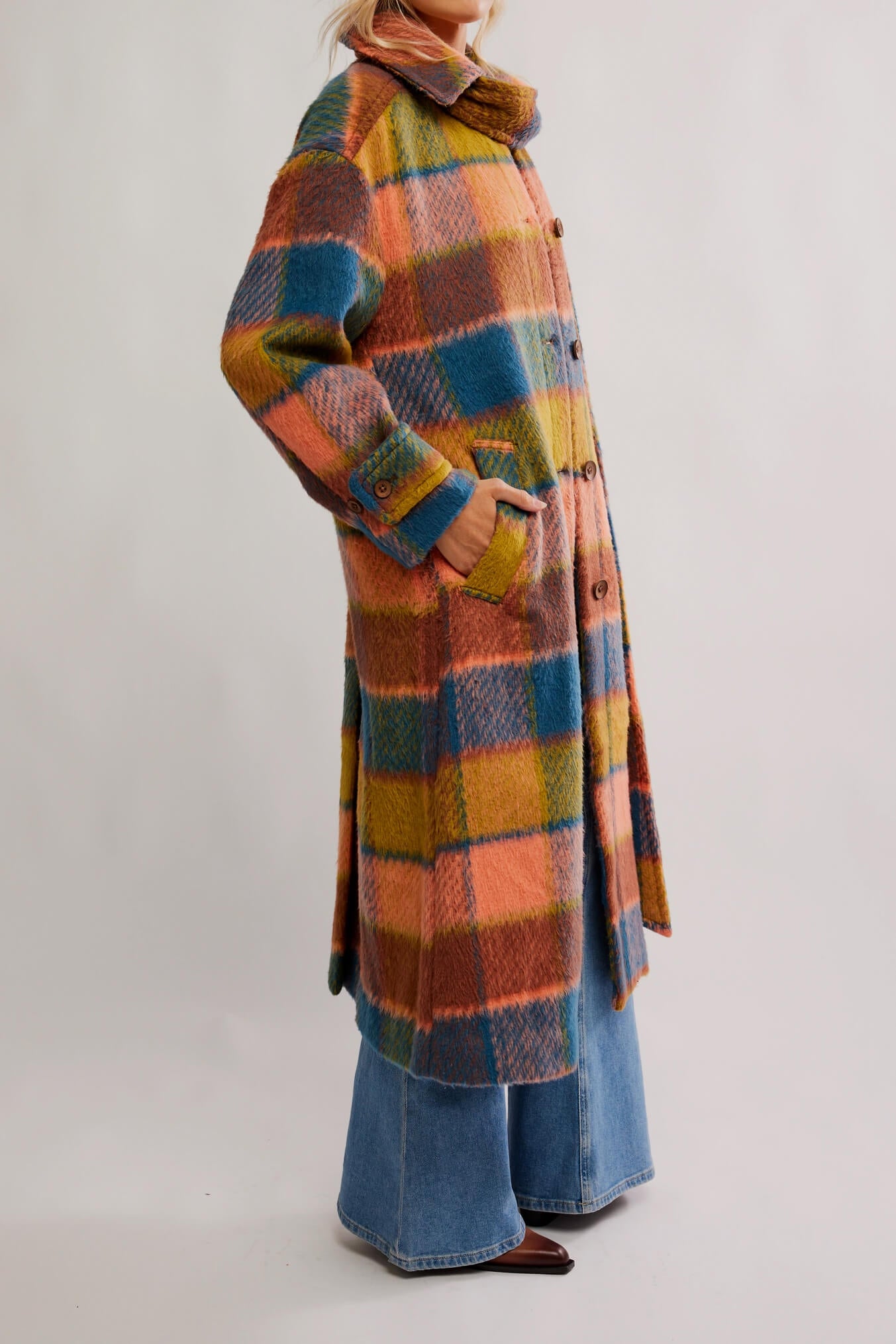 Free People Dalton Wool Coat in coral