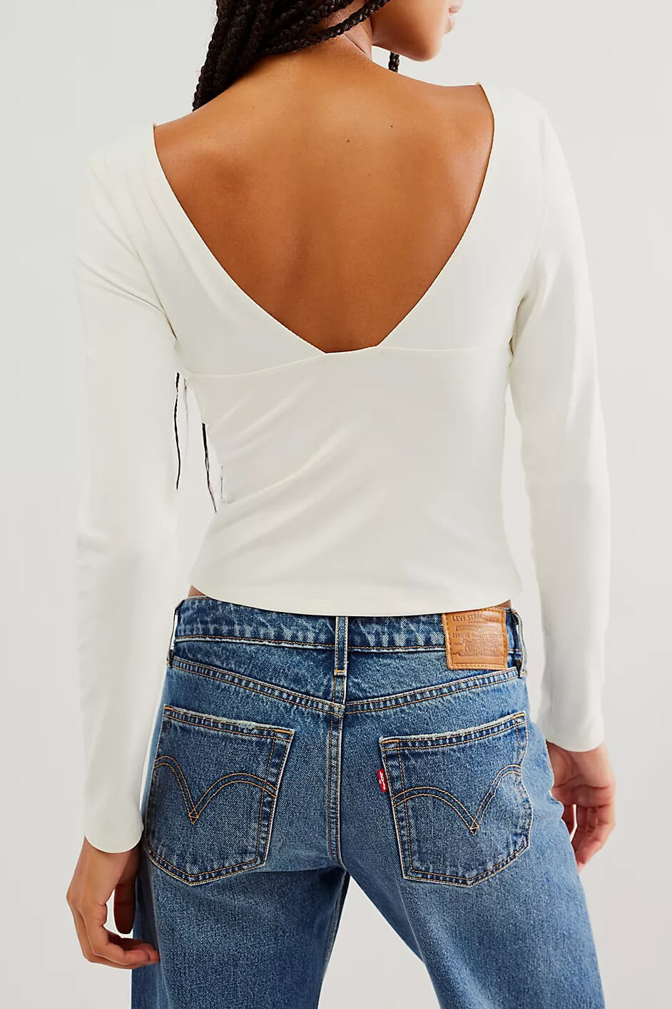 Free People duo corset long sleeve in ivory