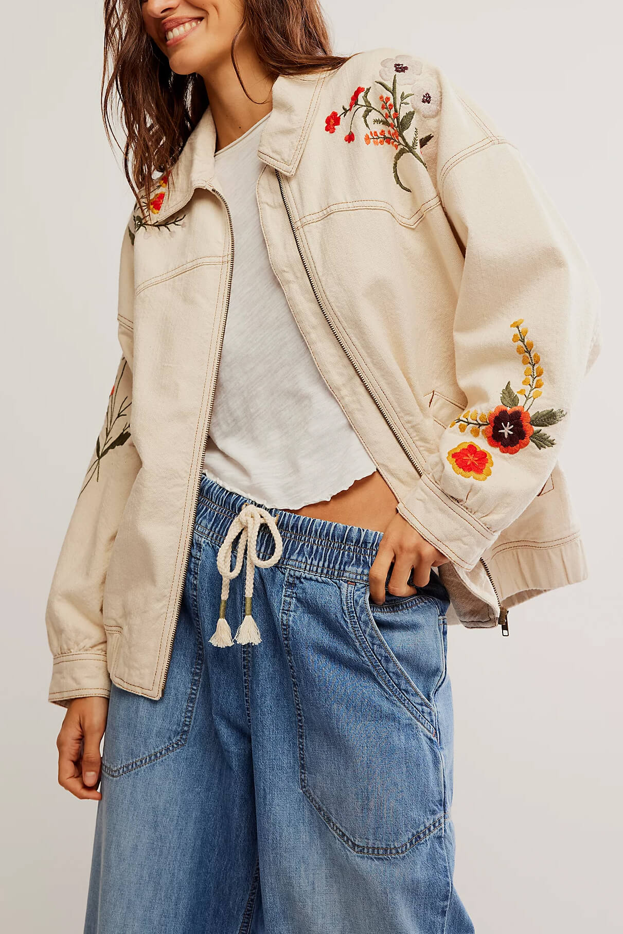 Free People dusty trails jacket in ivory combo