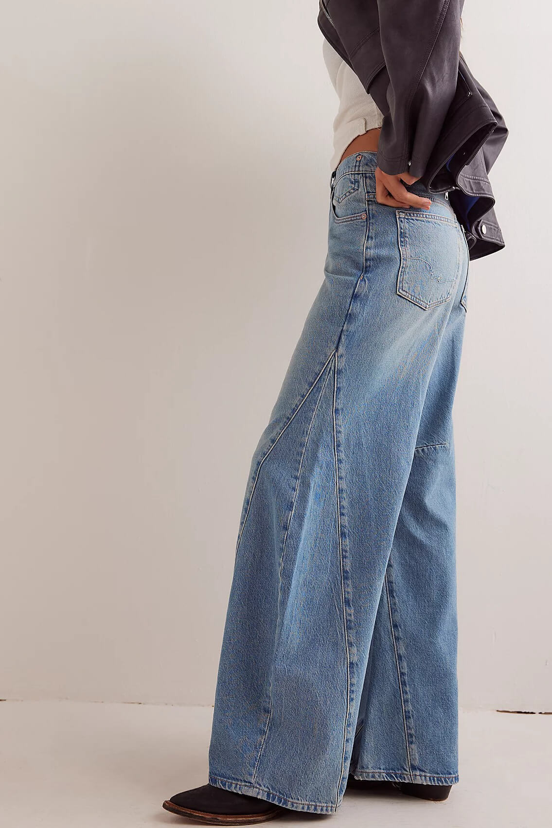 Free People eden high slouchy jeans in fast forward