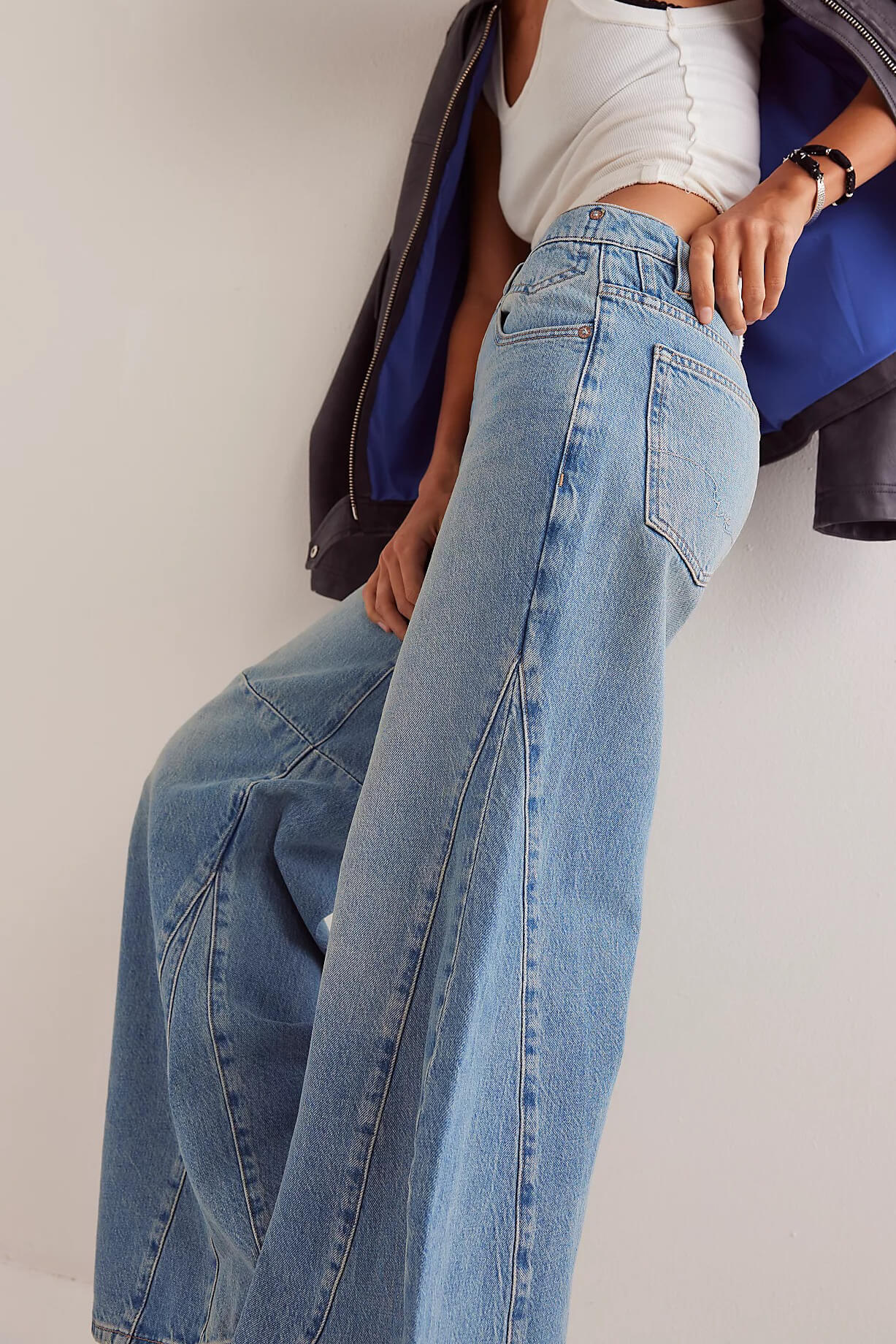 Free People eden high slouchy jeans in fast forward