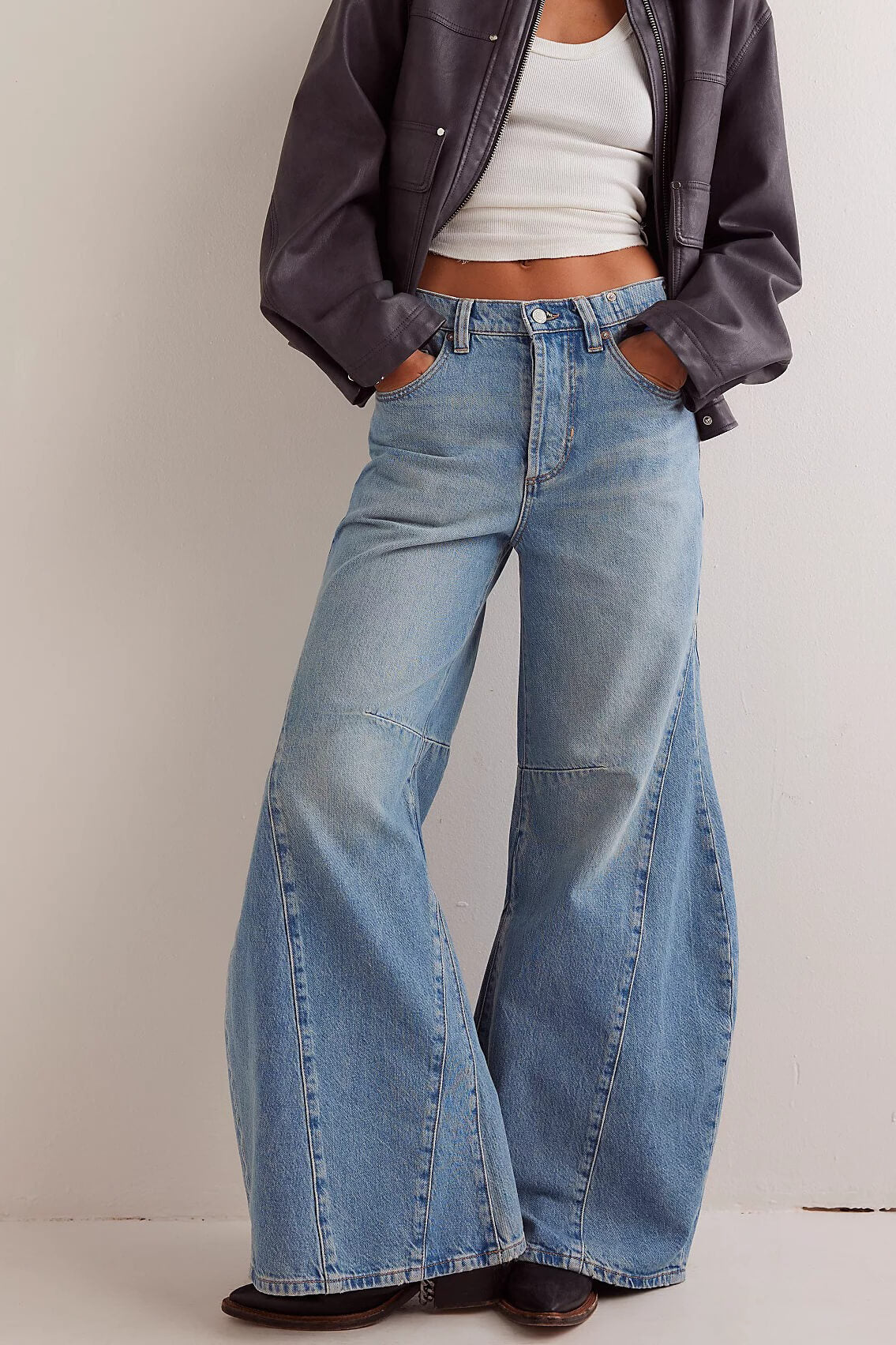 Free People eden high slouchy jeans in fast forward