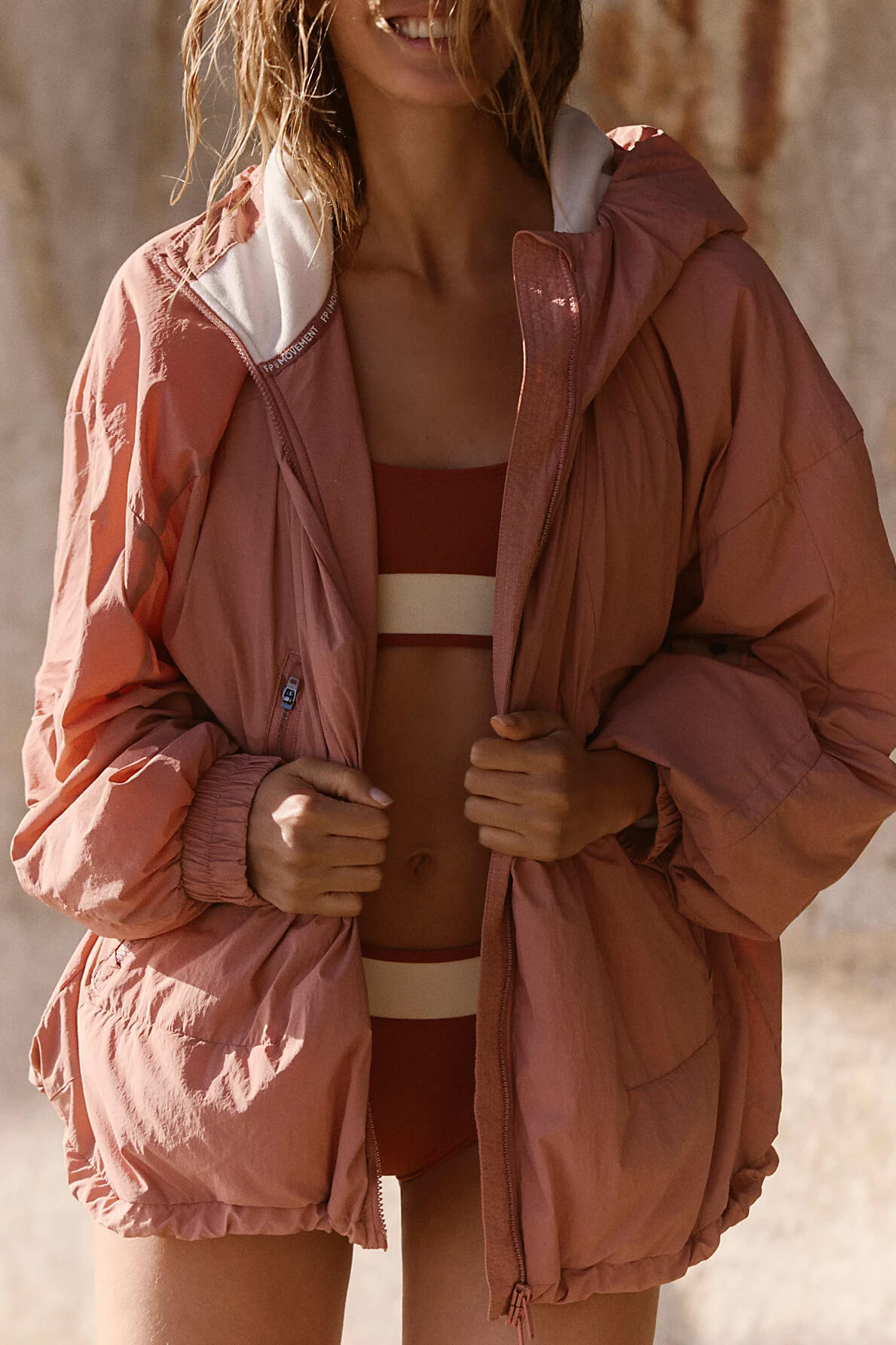 Free People Explore More Fleece Jacket in petal pink