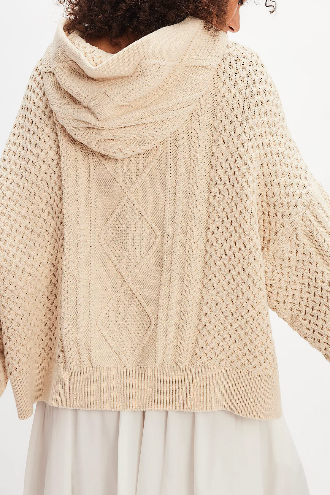 Free People Explorer Cable Hoodie in macadamia
