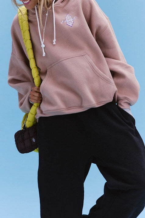 Free People Final Call Front Logo Hoodie in sandy