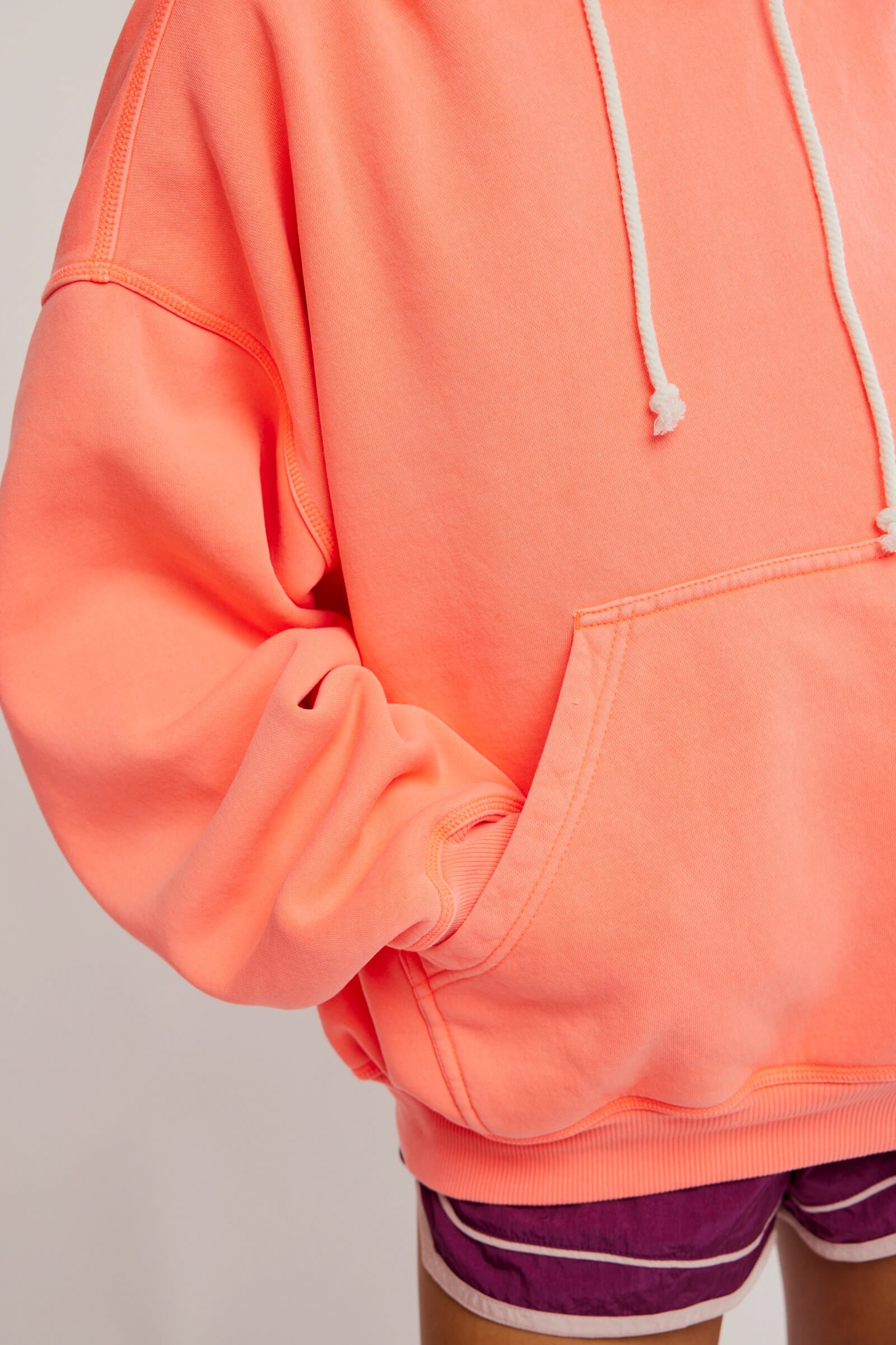 Free People final call hoodie in neon coral