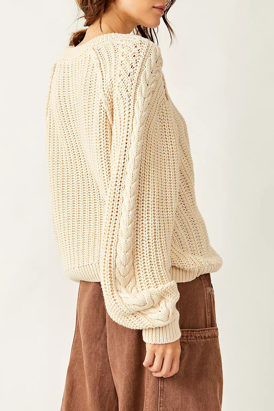 Free People frankie cable sweater in ivory