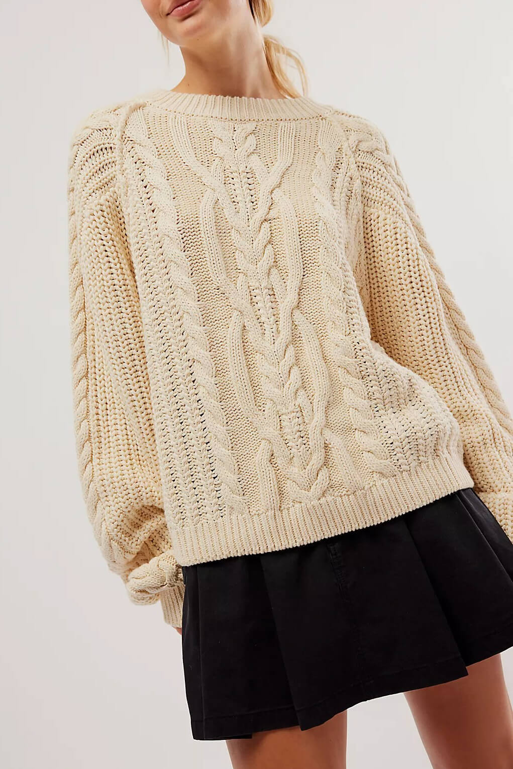 Free People frankie cable sweater in ivory