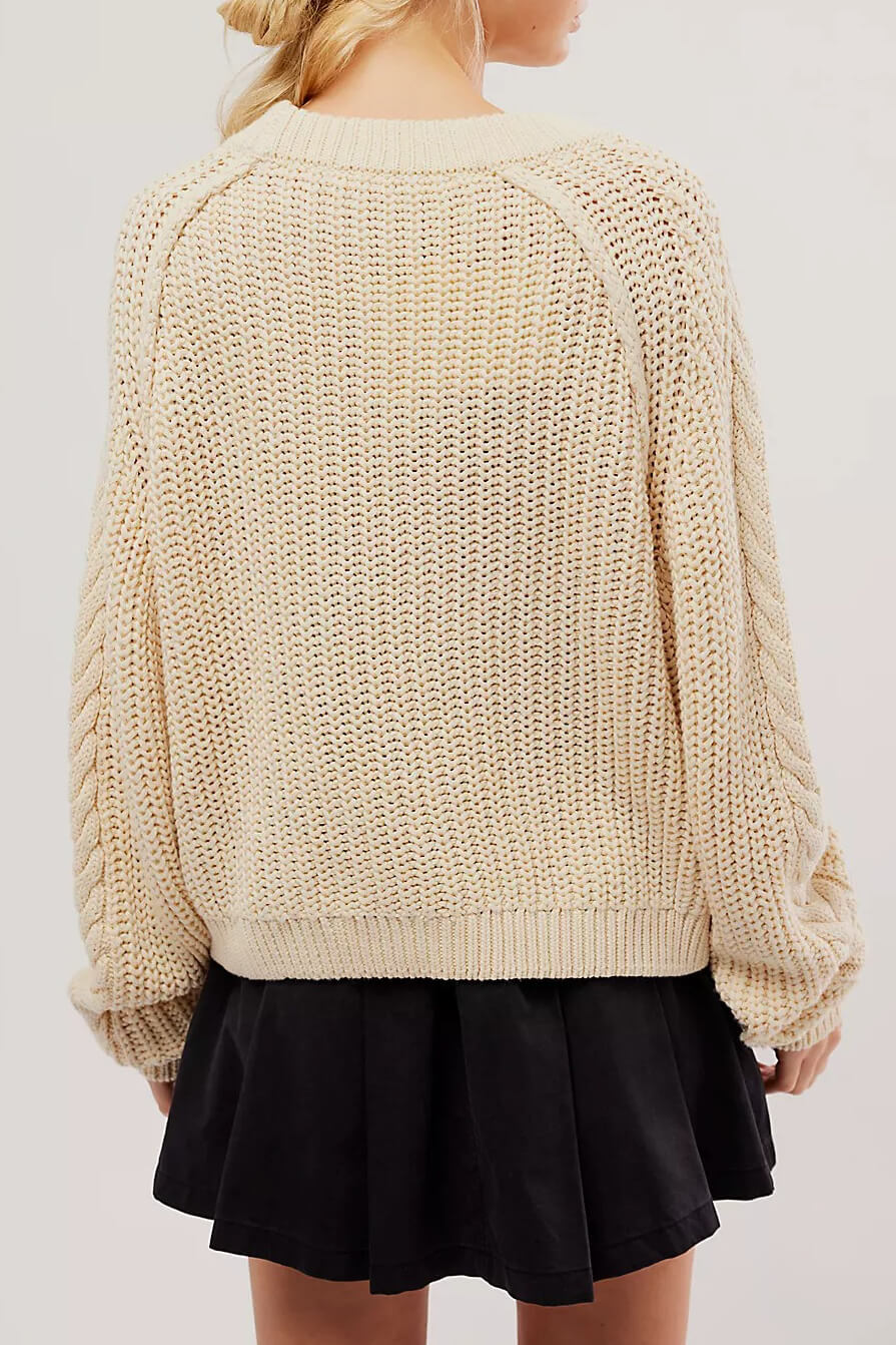 Free People frankie cable sweater in ivory