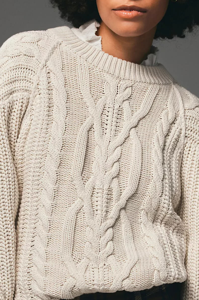 Free People frankie cable sweater in ivory