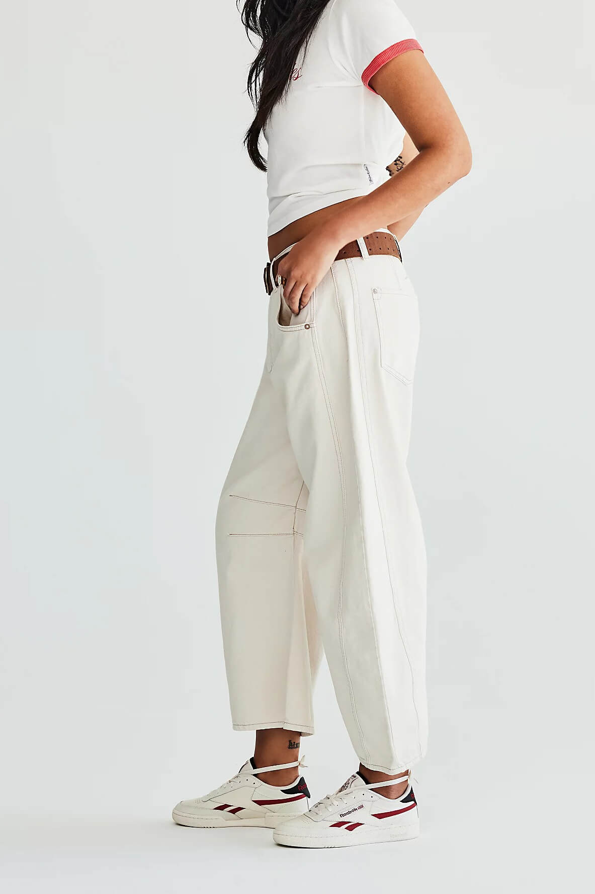 Free People good luck barrel jeans in milk