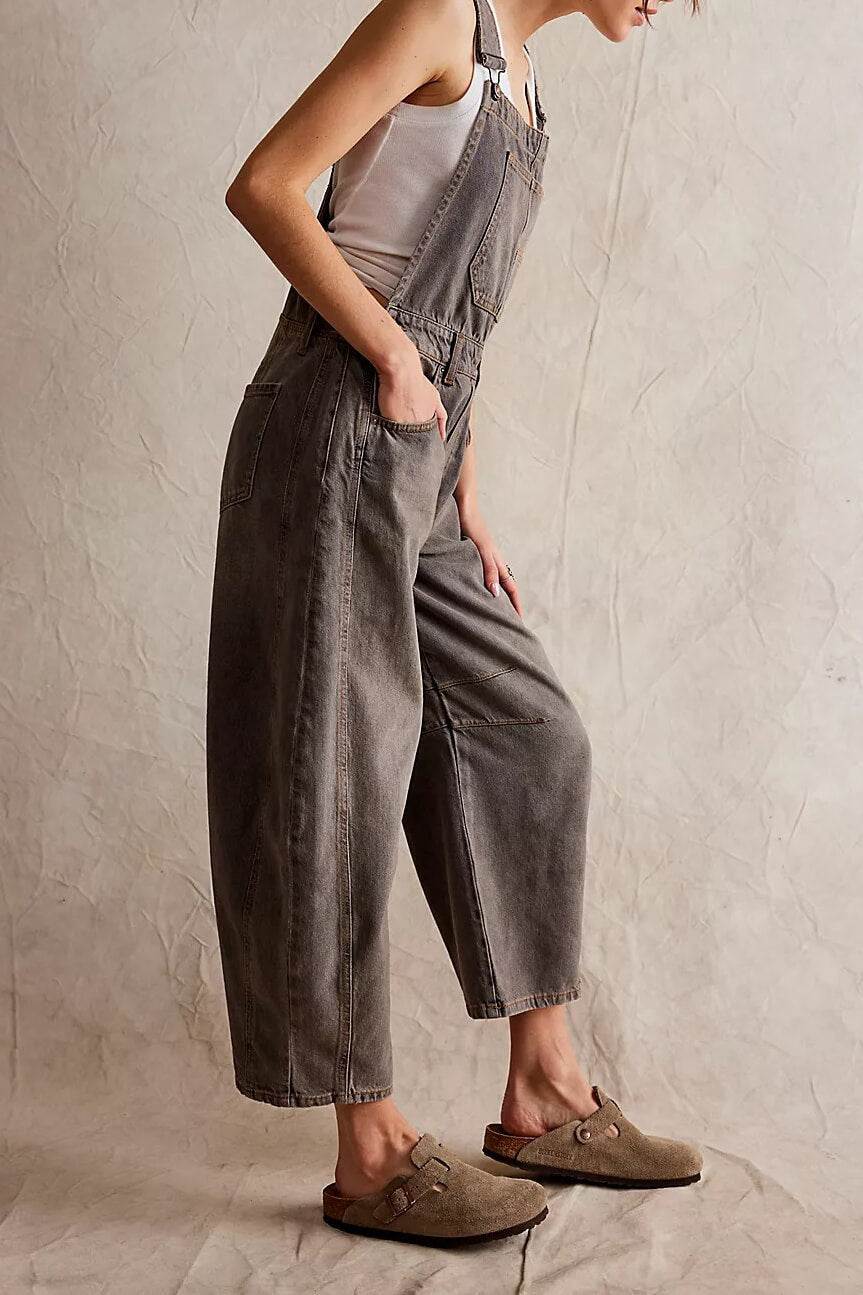 Free People good luck overalls in archive grey