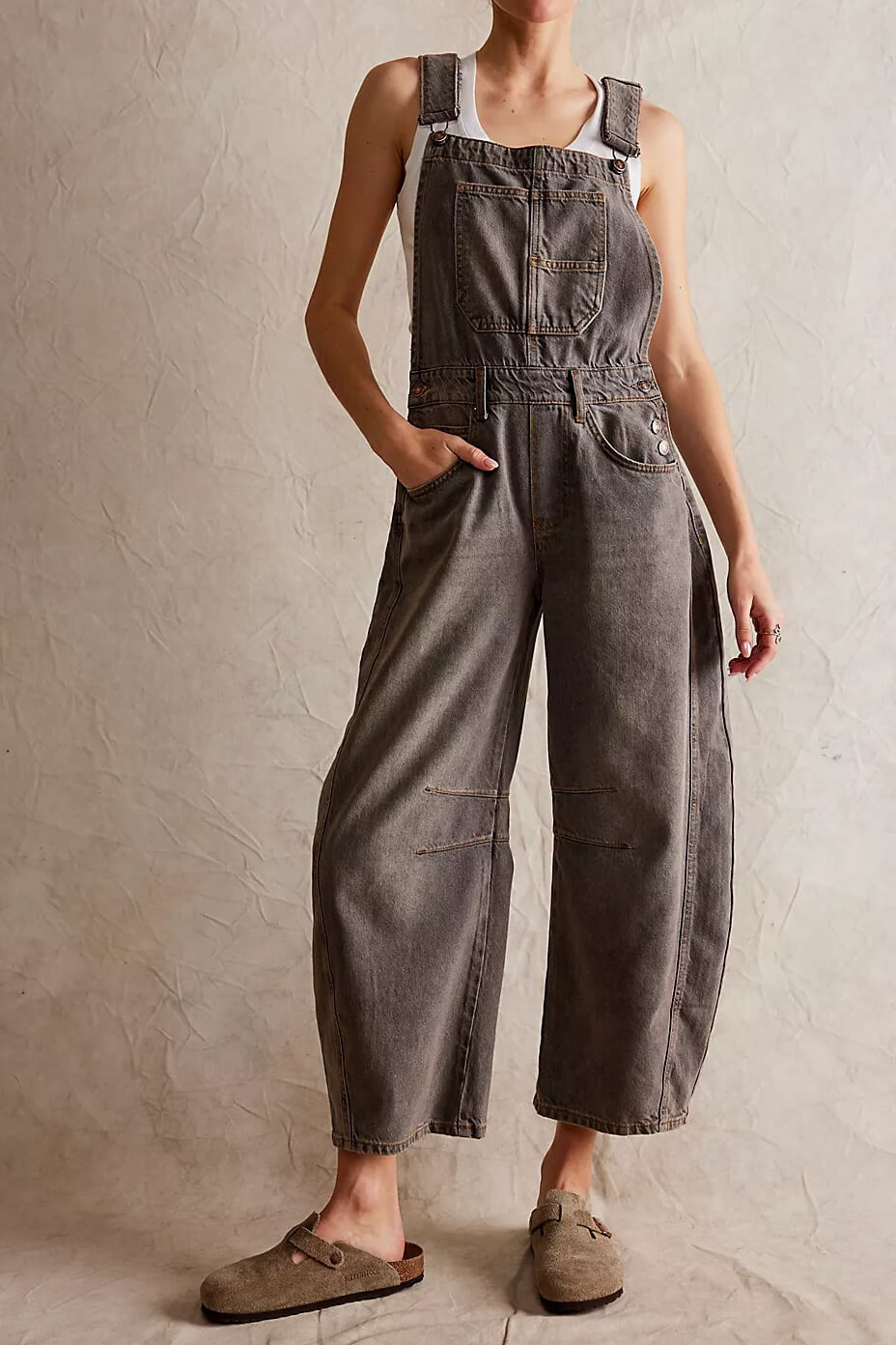 Free People good luck overalls in archive grey