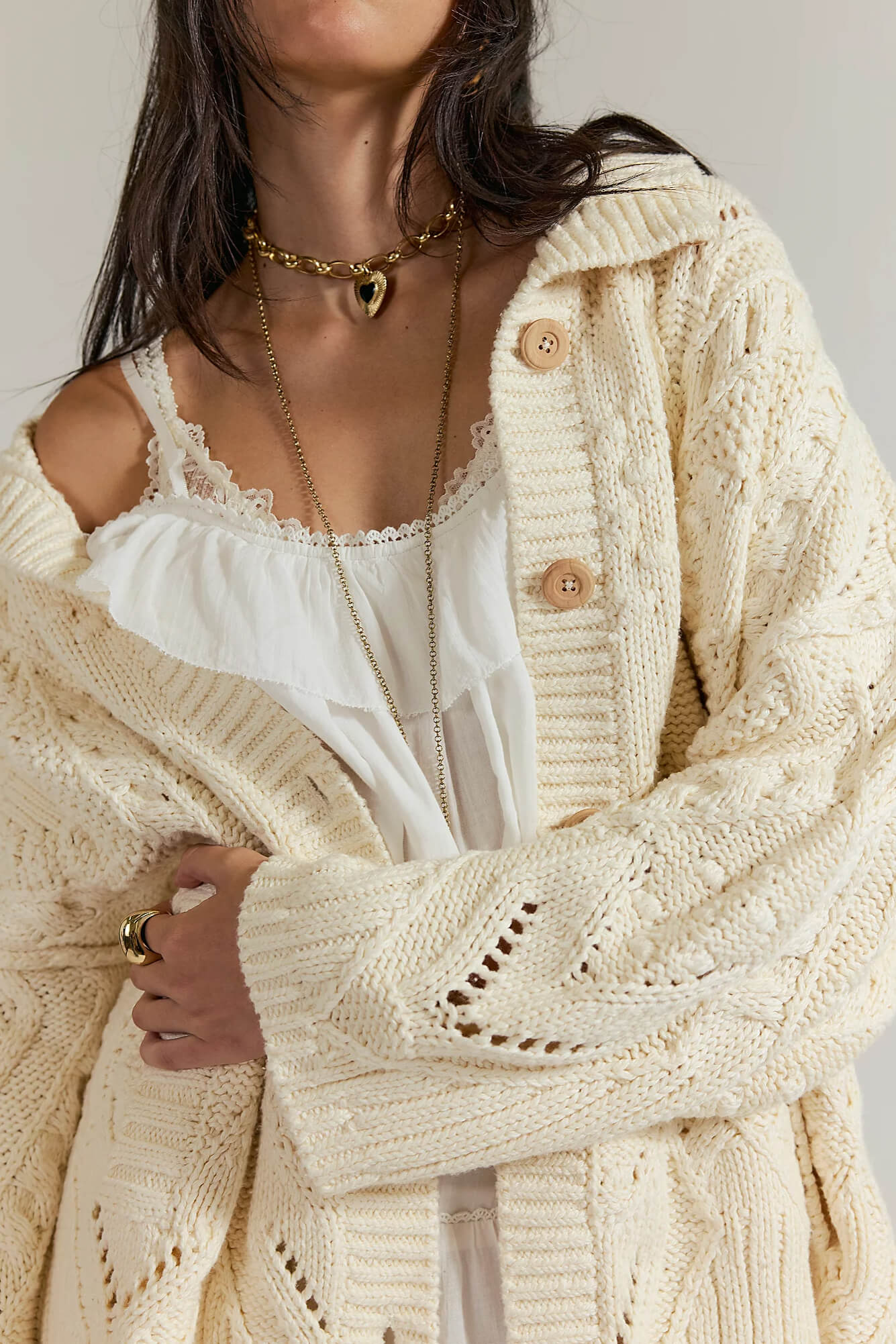 Free People Heart You Cardigan in ivory