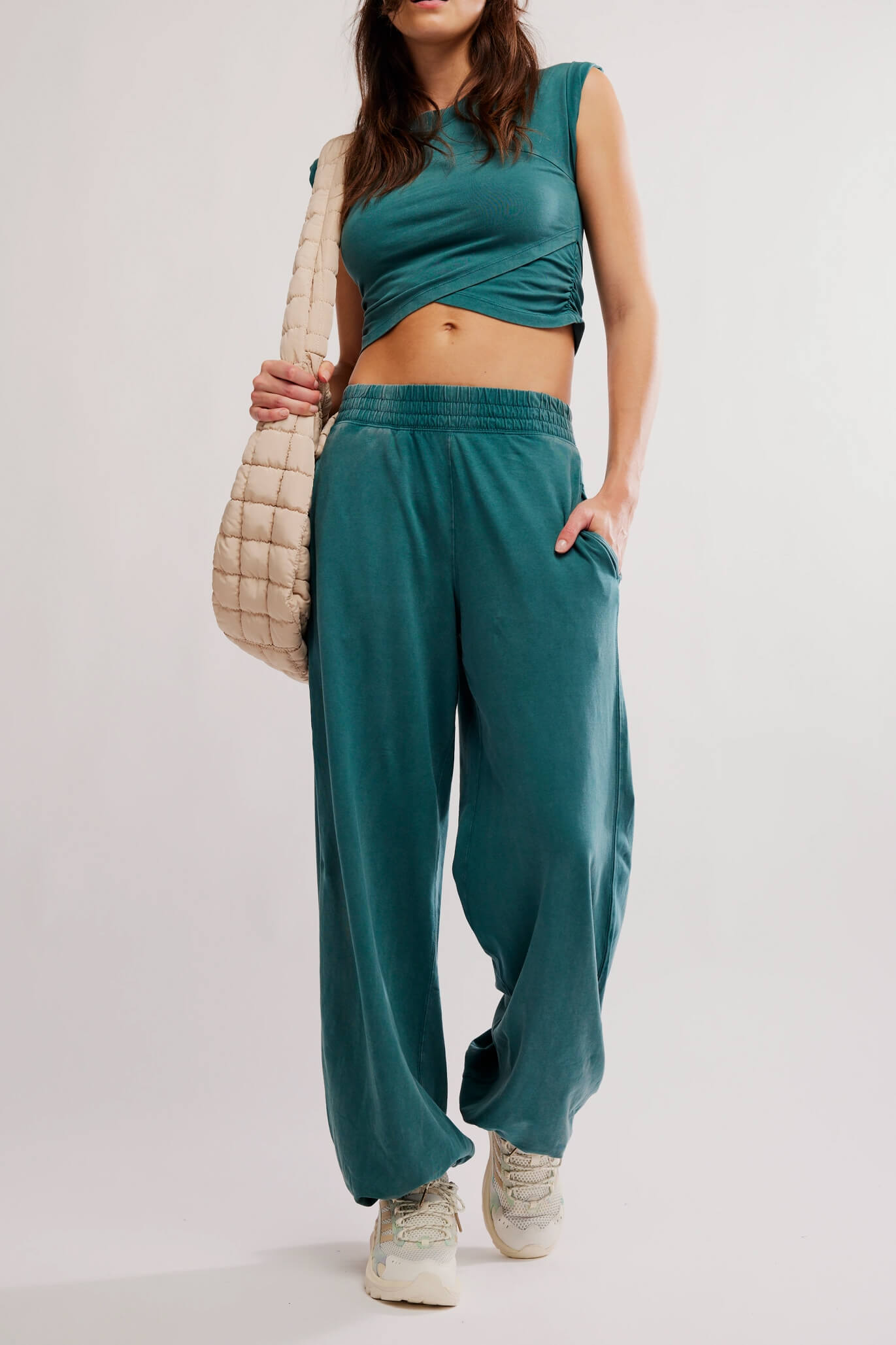 Free People Hot Shot Crossover Set in evergreen