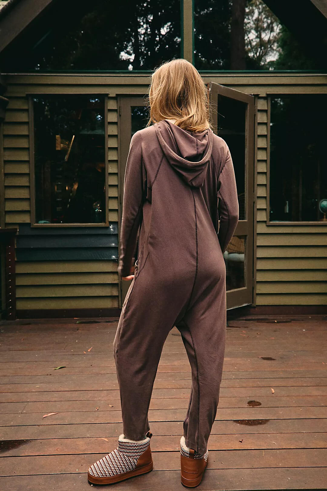 Free People hot shot long sleeve onesie in dark espresso