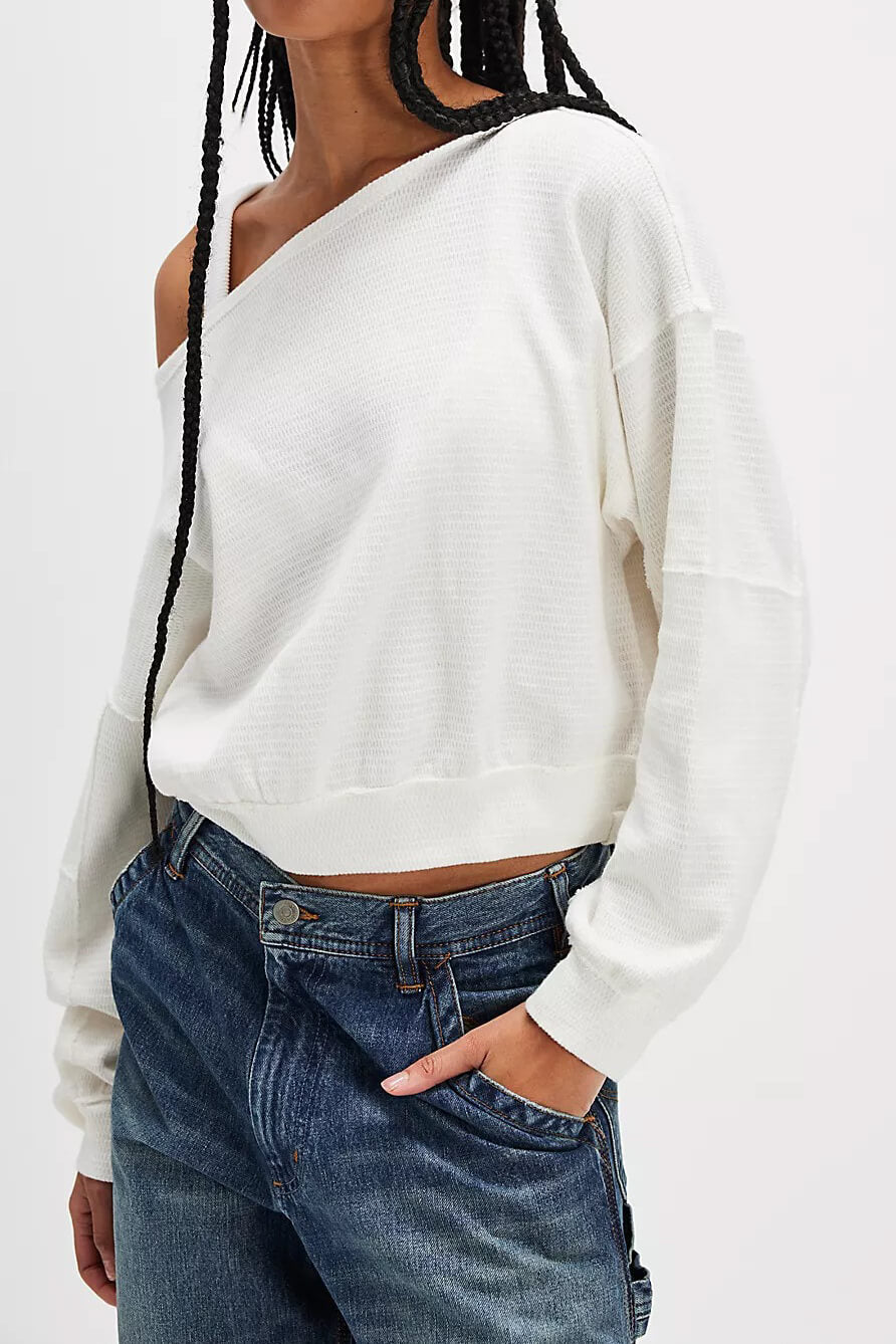 Free People Ife Pullover in Ivory