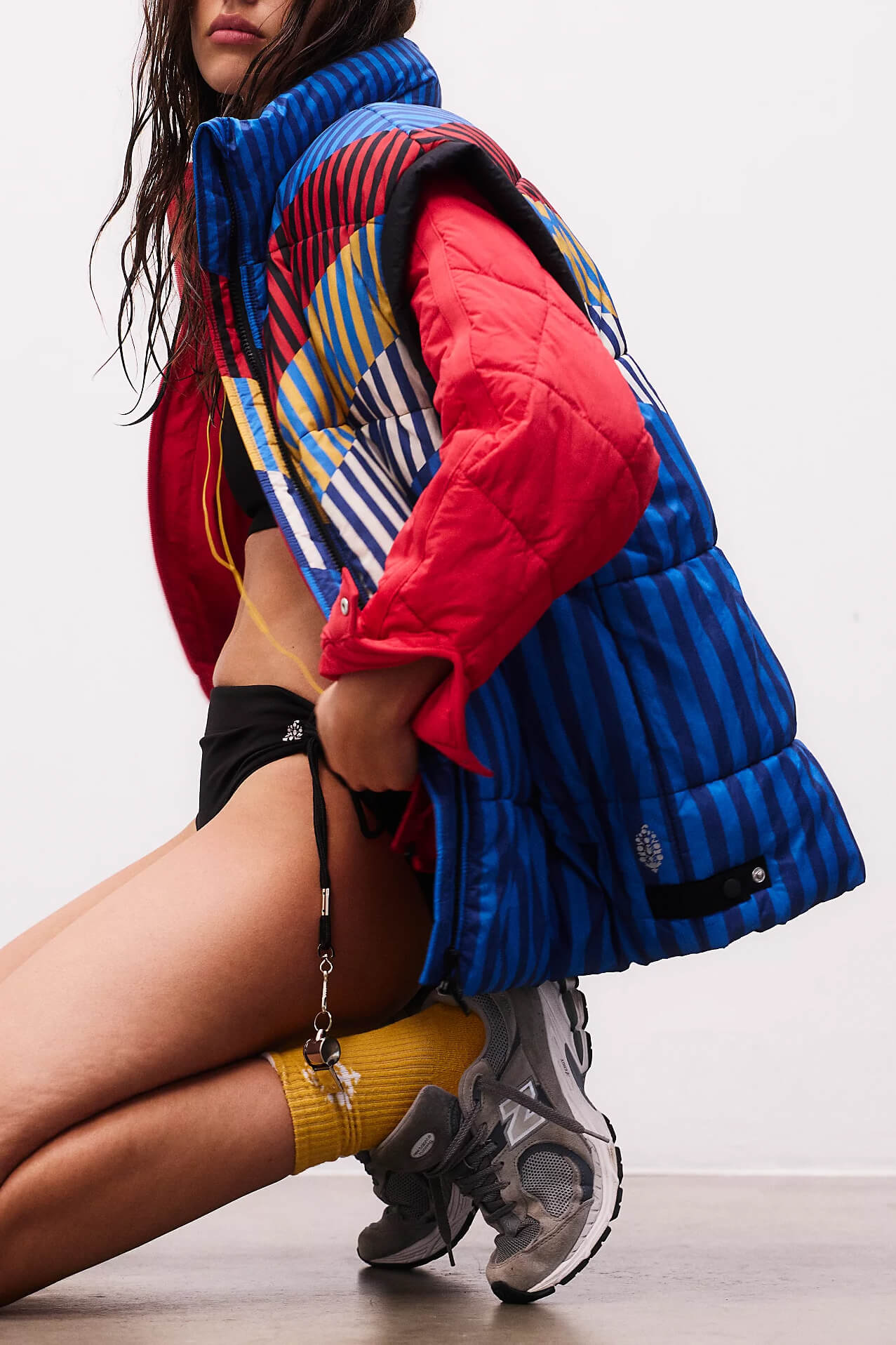 Free People In A Bubble Vest chevron camper blue