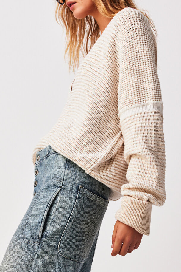 Free People into you pullover in oatmilk