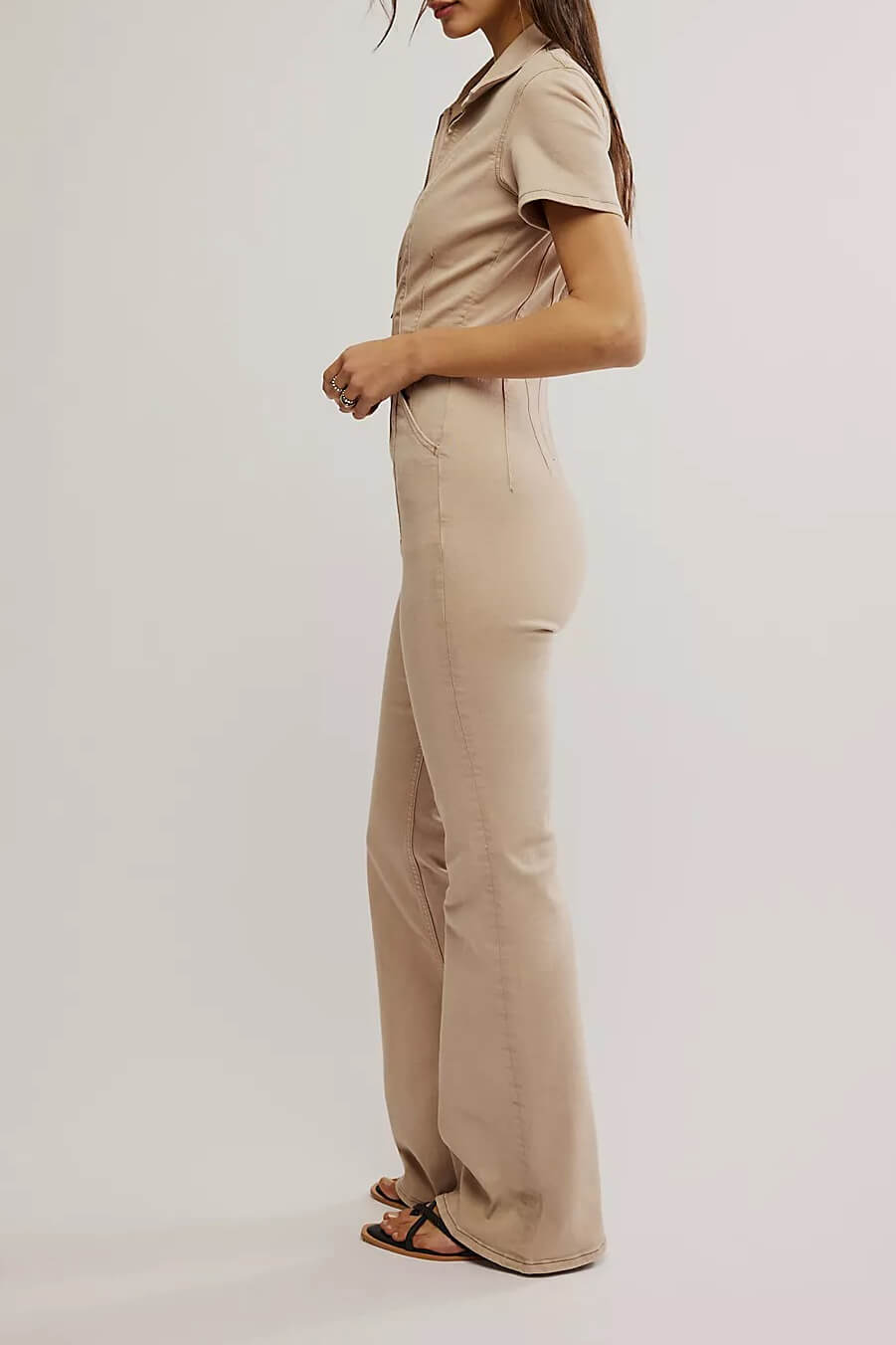 Free People Jayde flare jumpsuit in blushing