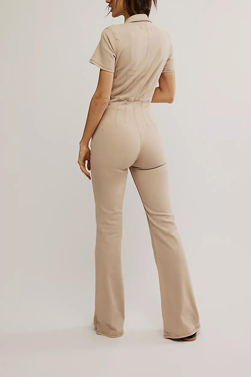 Free People Jayde flare jumpsuit in blushing