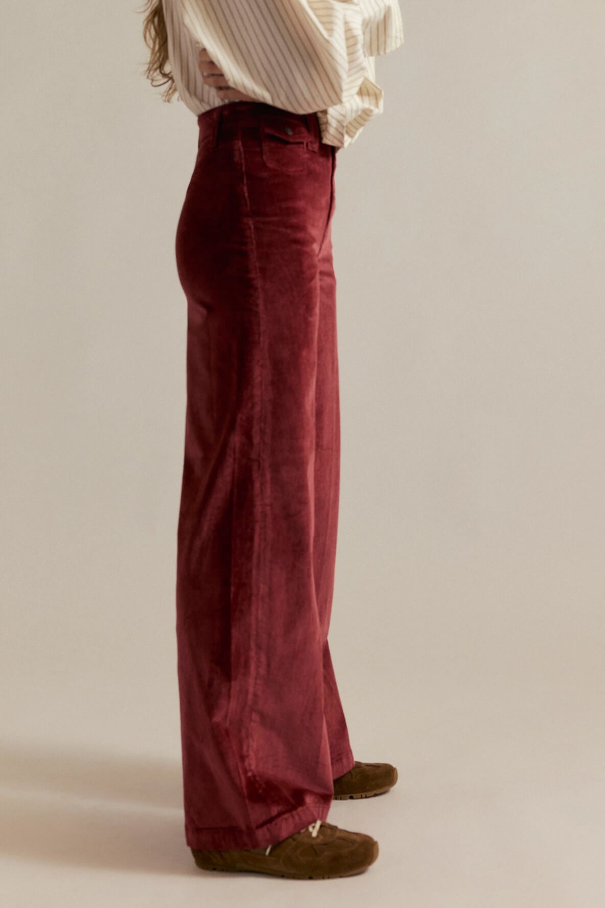 Free People Kellee Cord Palazzo Pants in brick wall