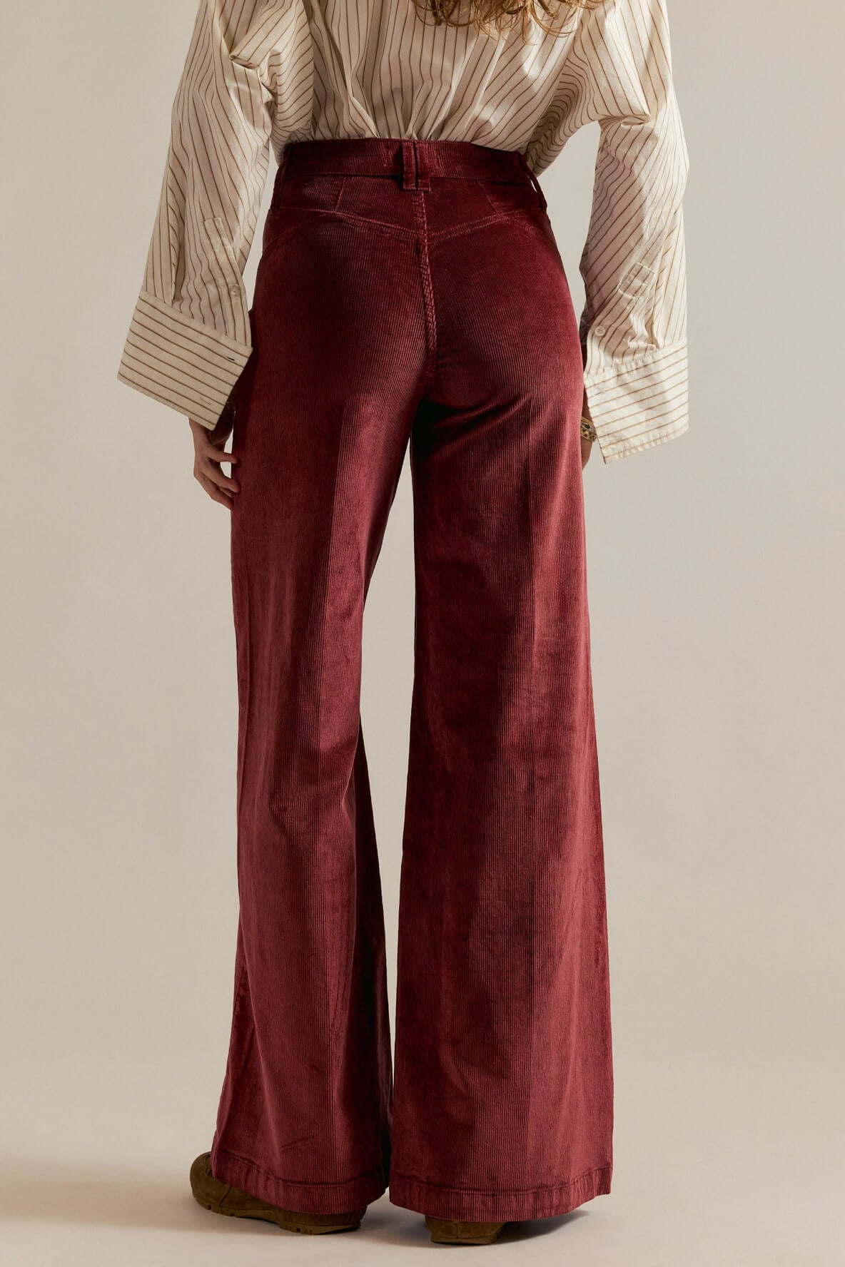 Free People Kellee Cord Palazzo Pants in brick wall