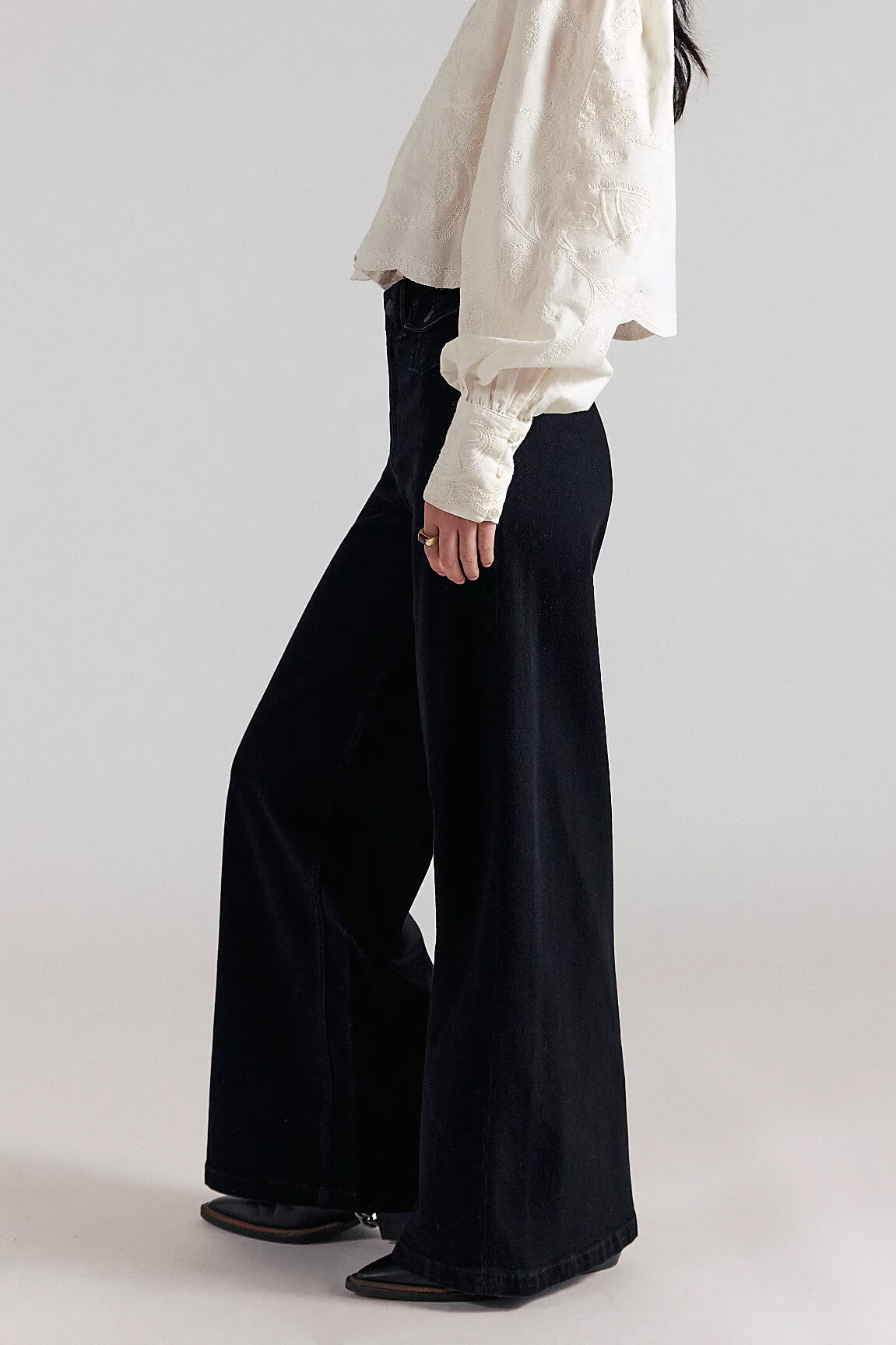 Free People Kellee Palazzo Jeans in black eyeliner